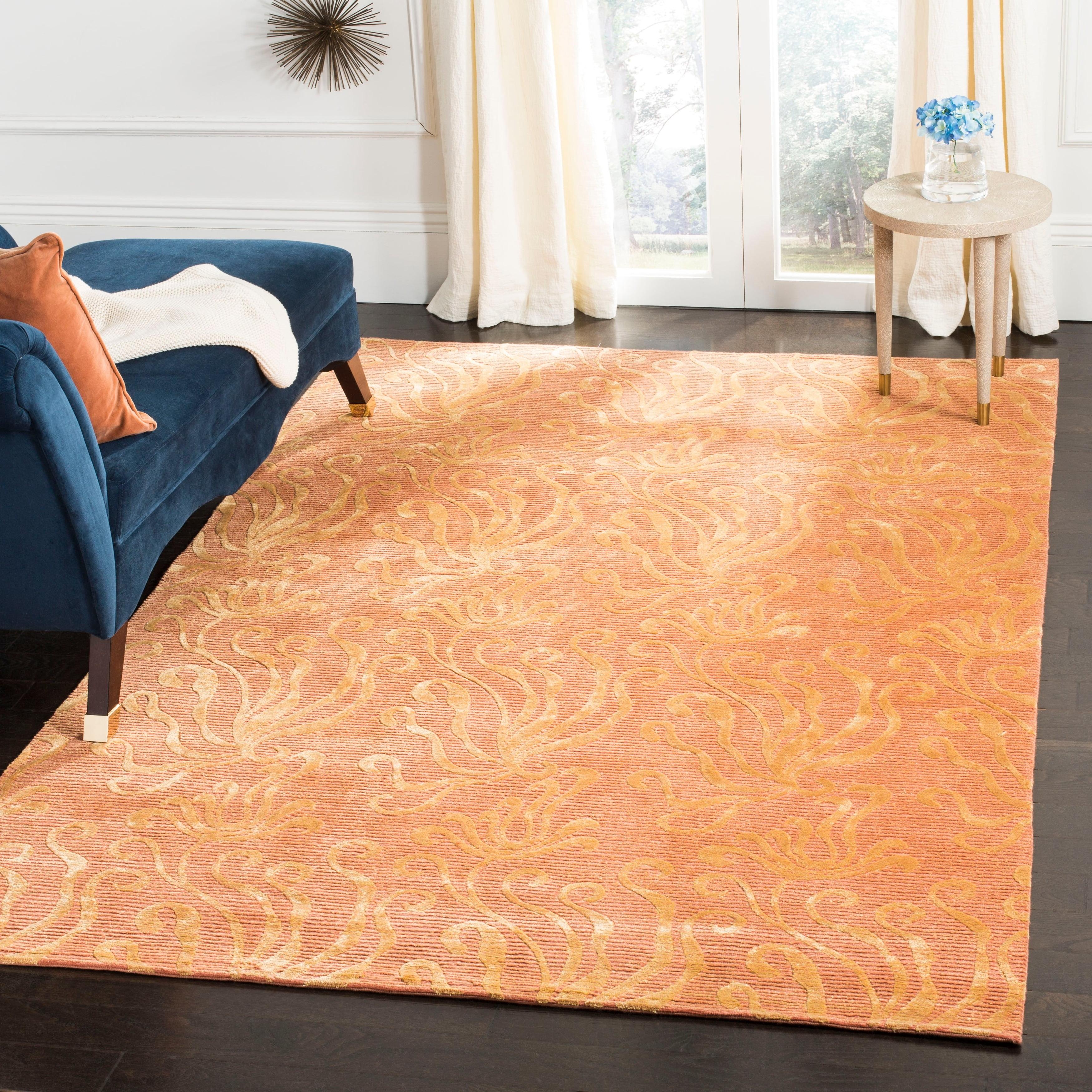 Corraline Elegance Hand-Knotted Wool and Silk 9' x 12' Area Rug