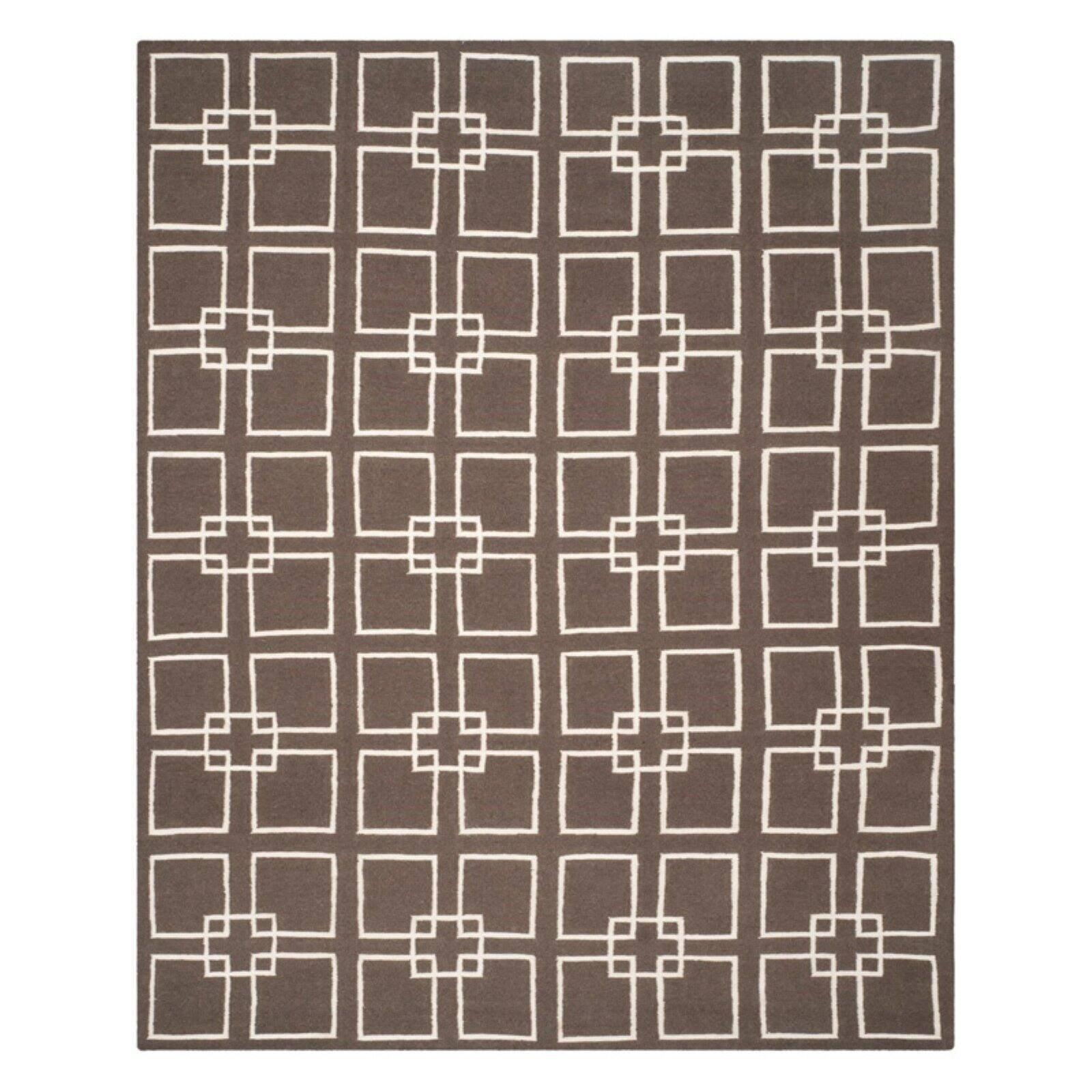 Dance Geometric Handmade Tufted Silk SoilBrown Area Rug