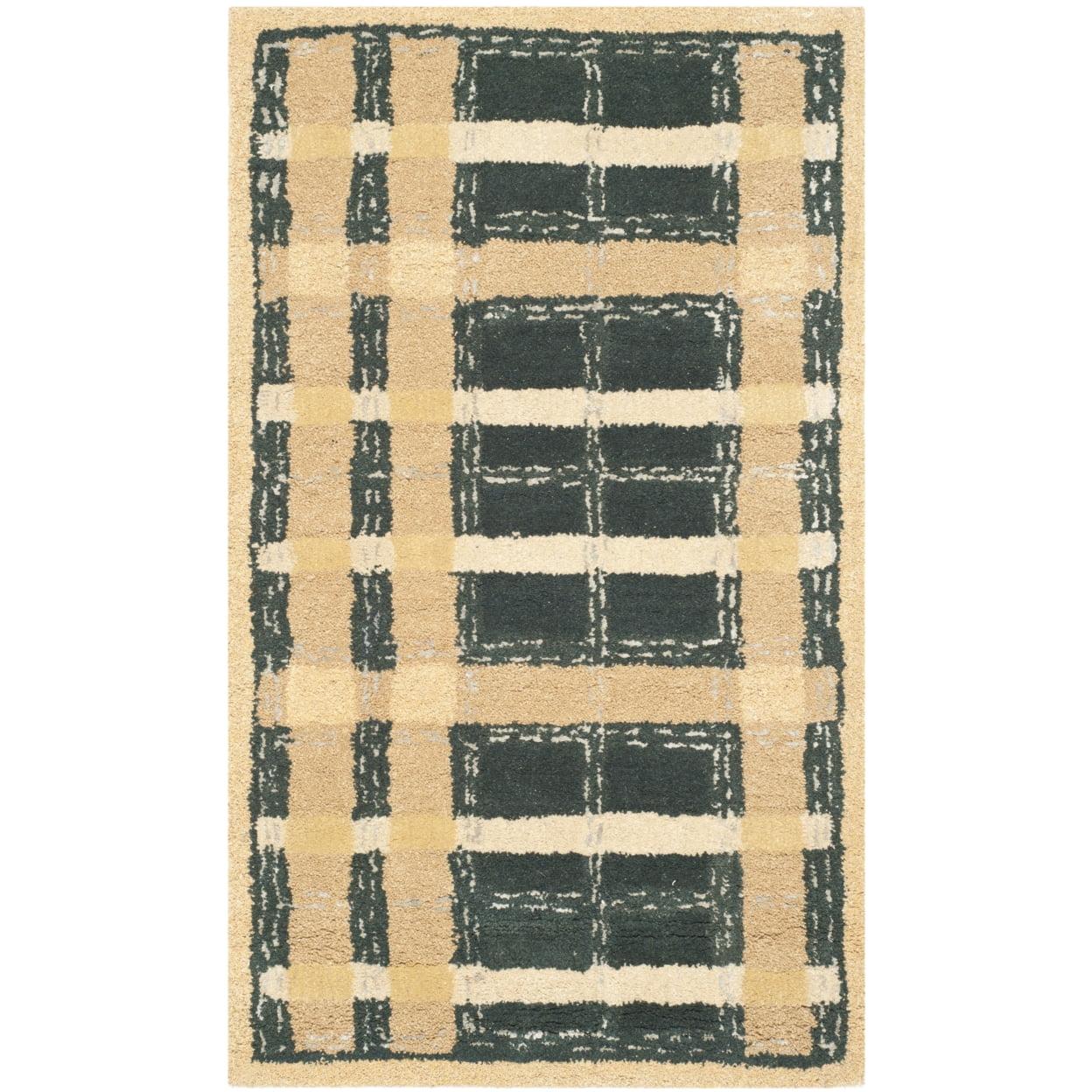 Martha Stewart Hand Tufted Wool/Viscose Plaid Rug in Cornucopia Gold