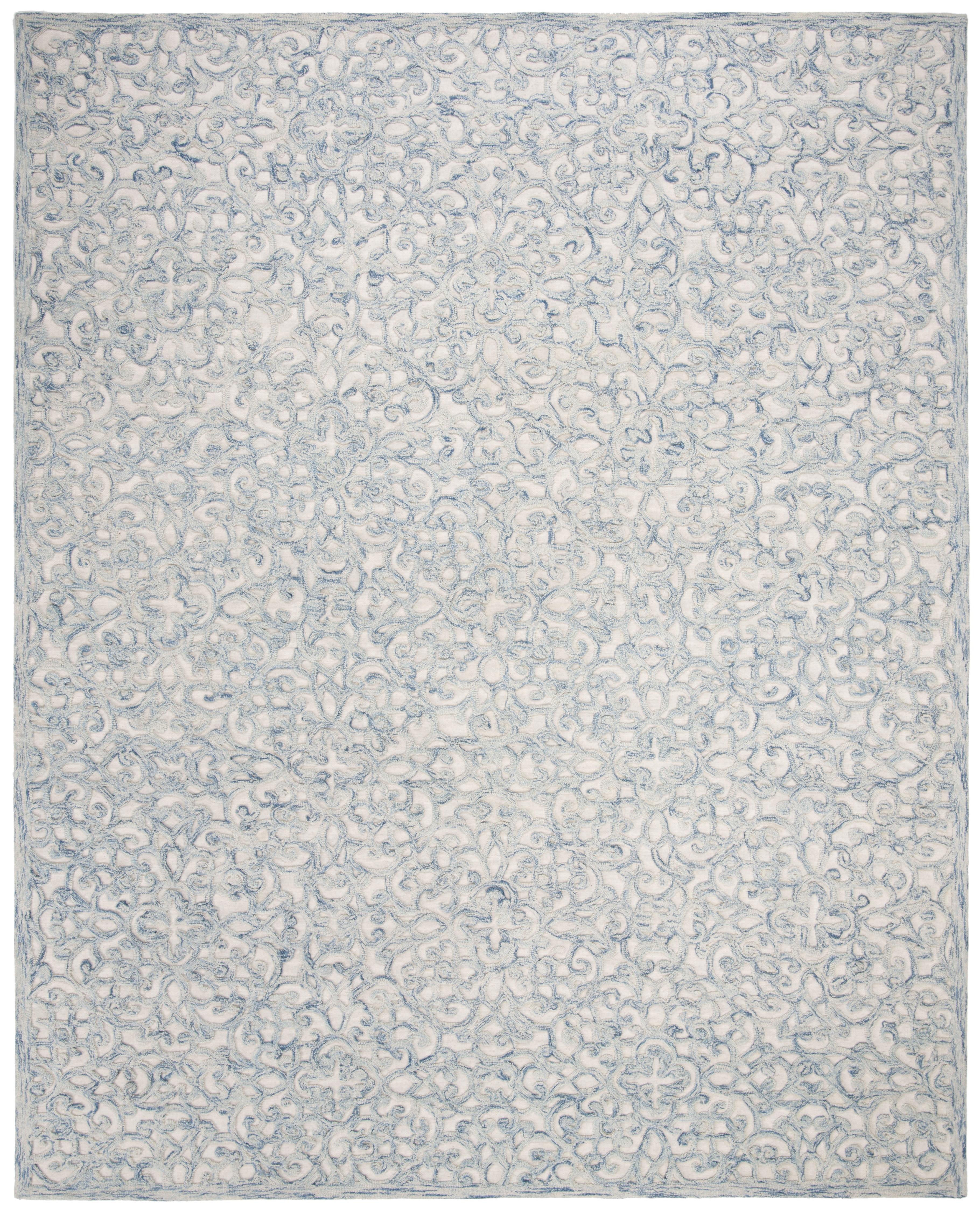 SAFAVIEH Martha Stewart Trace Floral Area Rug, Blue/Ivory, 8' x 10'