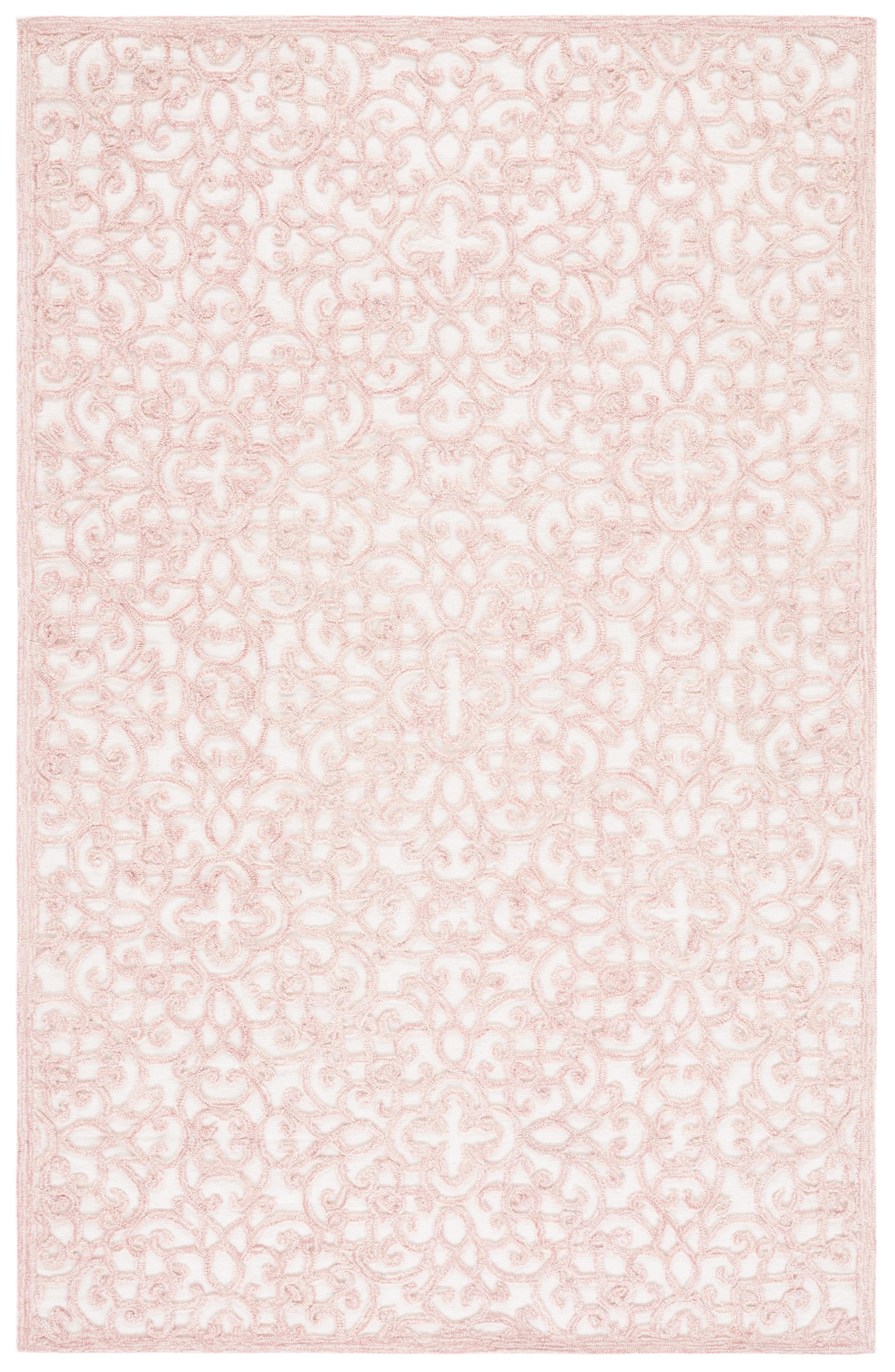 SAFAVIEH Martha Stewart Trace Floral Area Rug, Ivory/Pink, 6' x 9'