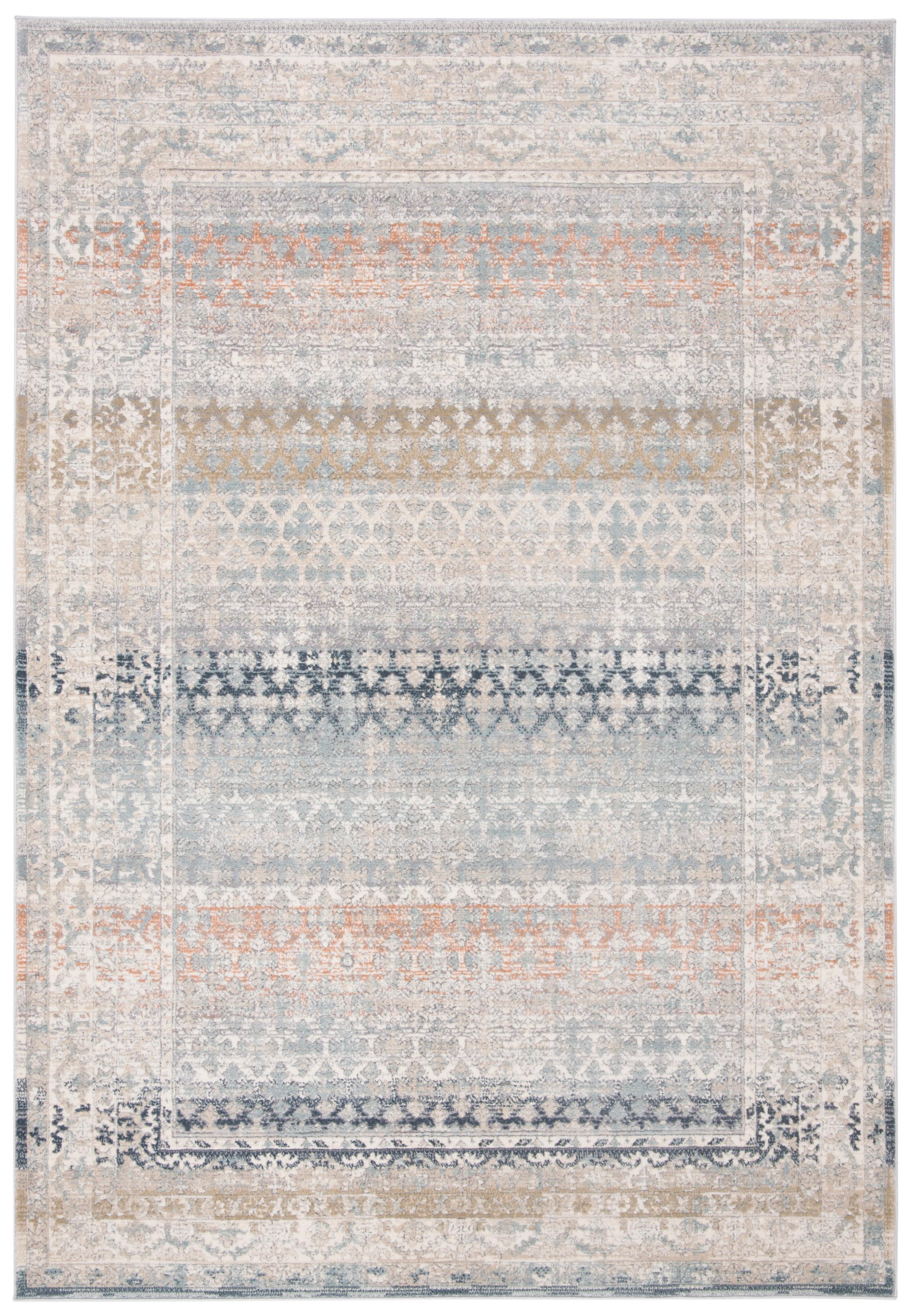 Gray and Cream Hand-Knotted Wool Area Rug, 4' x 6'