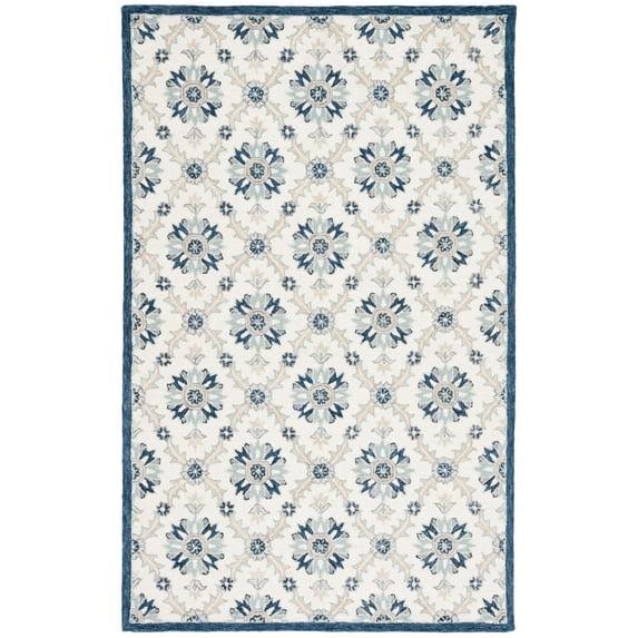 Martha Stewart Rugs Martha Stewart Hand Tufted Wool/Cotton Floral Rug in Blue/Gray