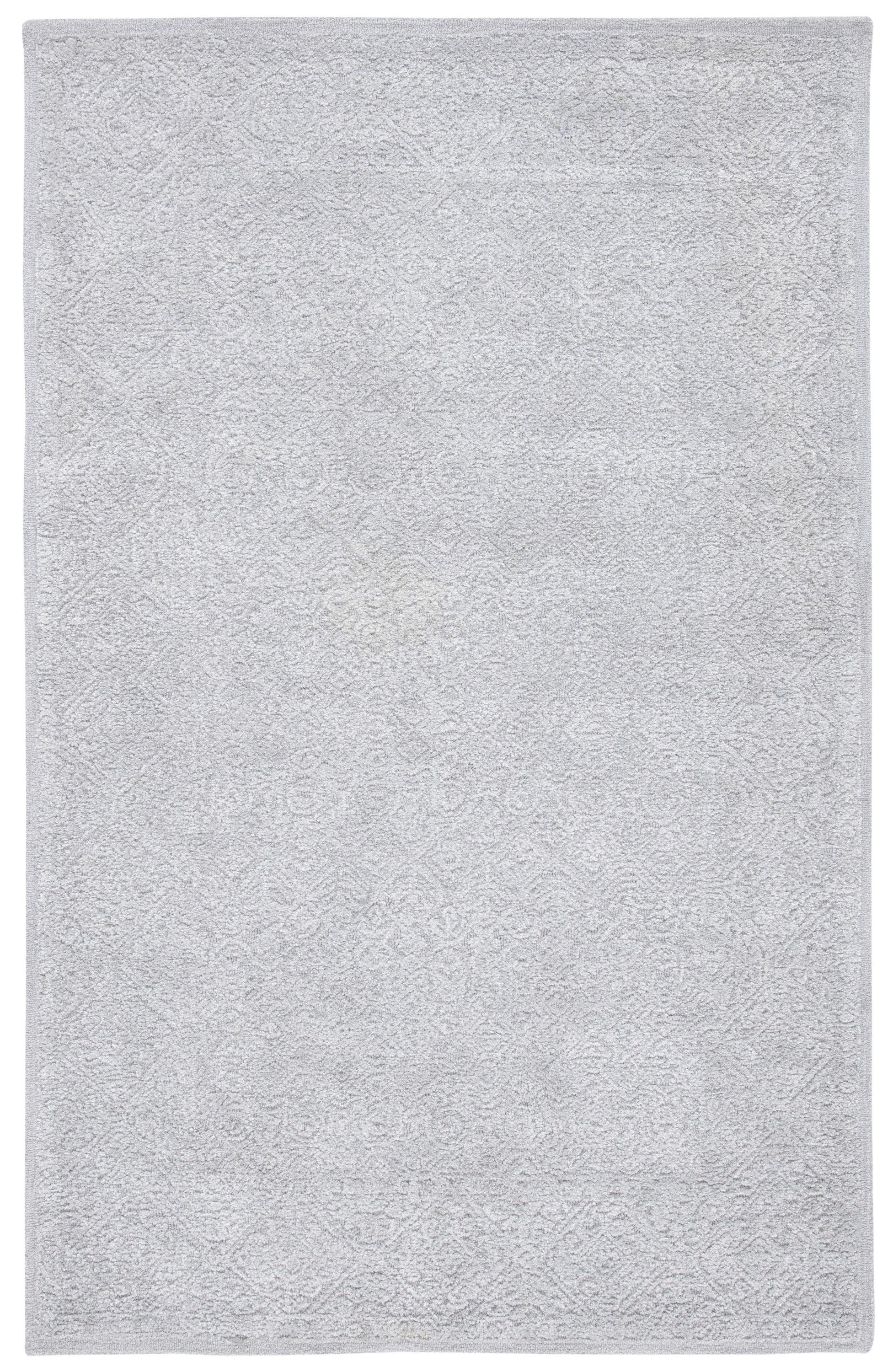 Handmade Gray Tufted Wool and Silk Area Rug 5' x 8'