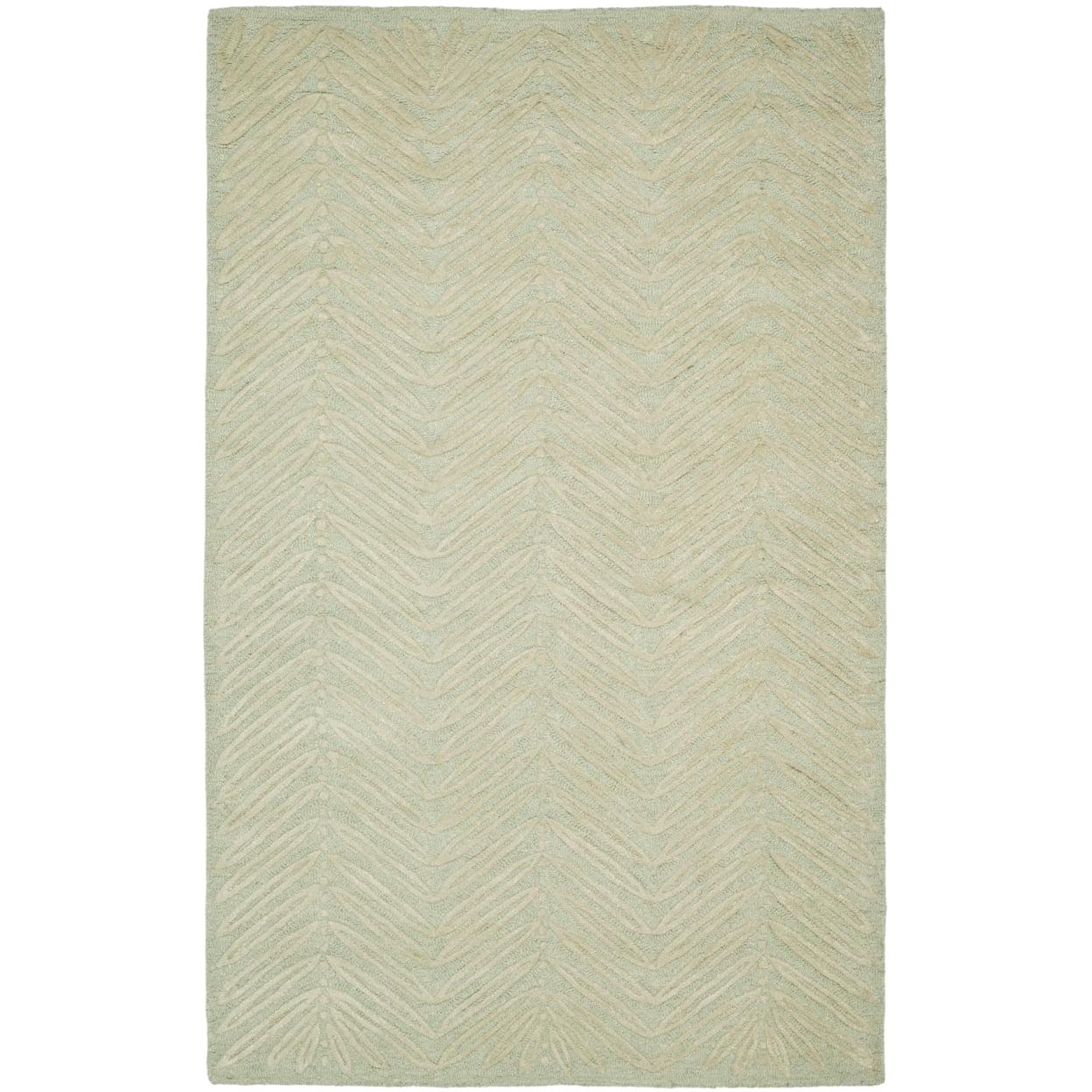 Elegant Chevron Leaves 9' x 12' Milk Pail Green Hand-Tufted Wool & Viscose Rug