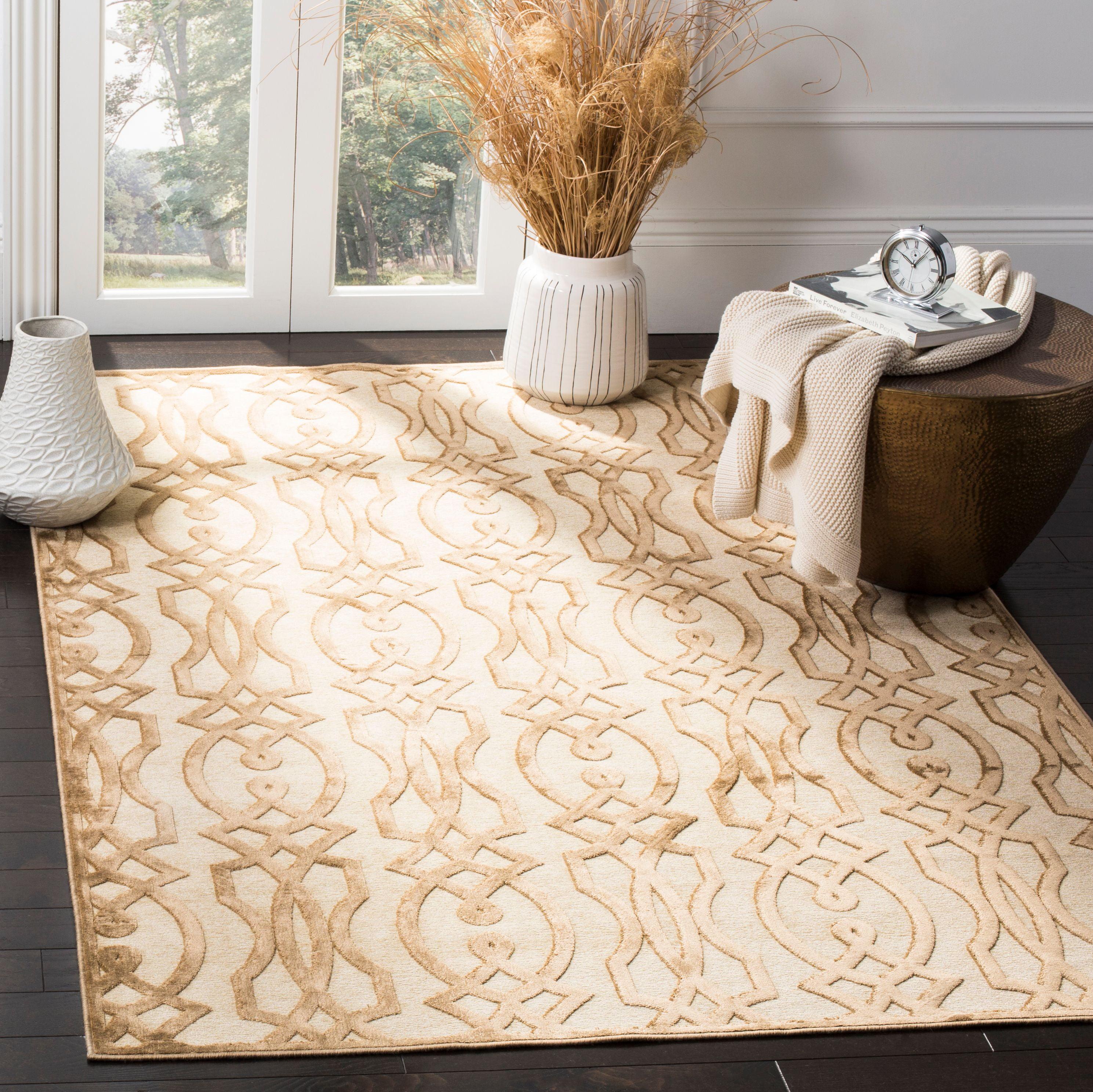 SAFAVIEH Martha Stewart Villa Screen Geometric Area Rug, Hickory, 5'3" x 7'6"