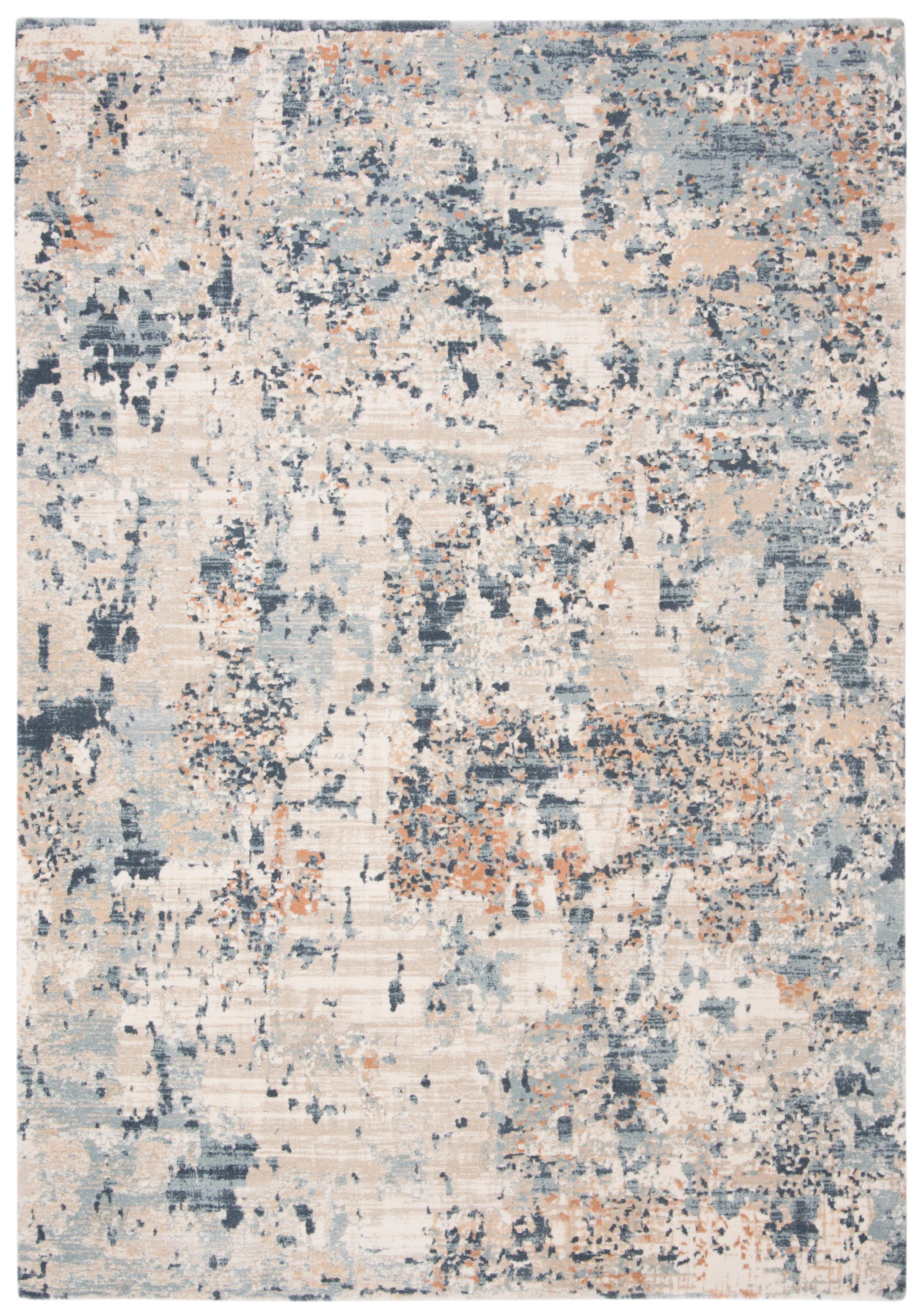 Cream and Beige Abstract Hand-knotted Wool Area Rug