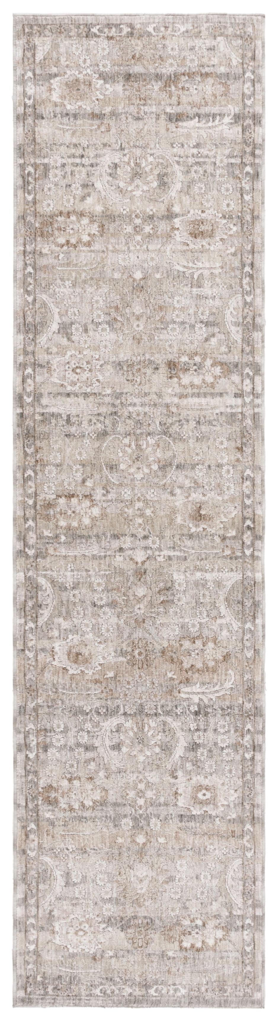 Mason Gray and Beige Synthetic Runner Rug, 2' x 8'