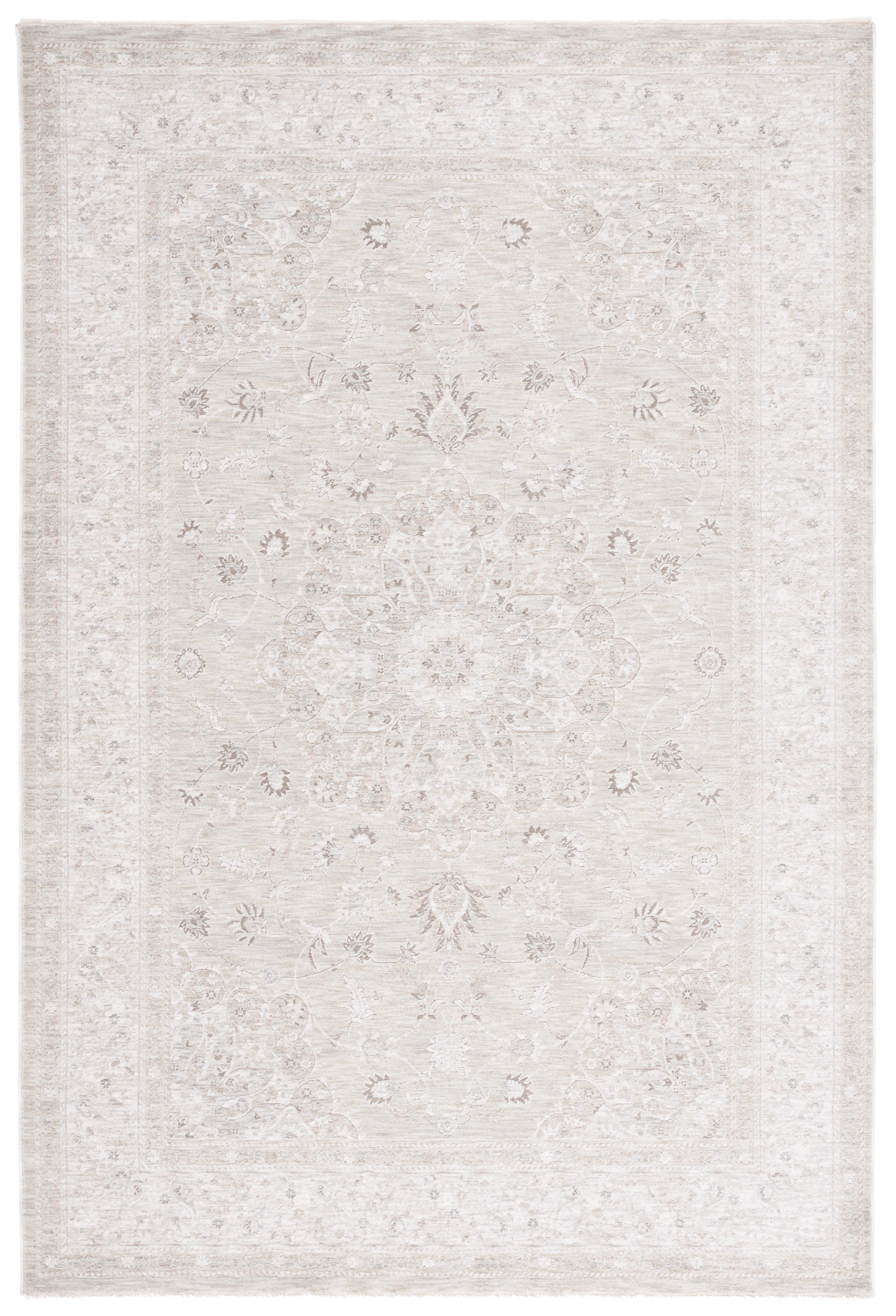 Gray and Green Synthetic 4' x 6' Rectangular Area Rug