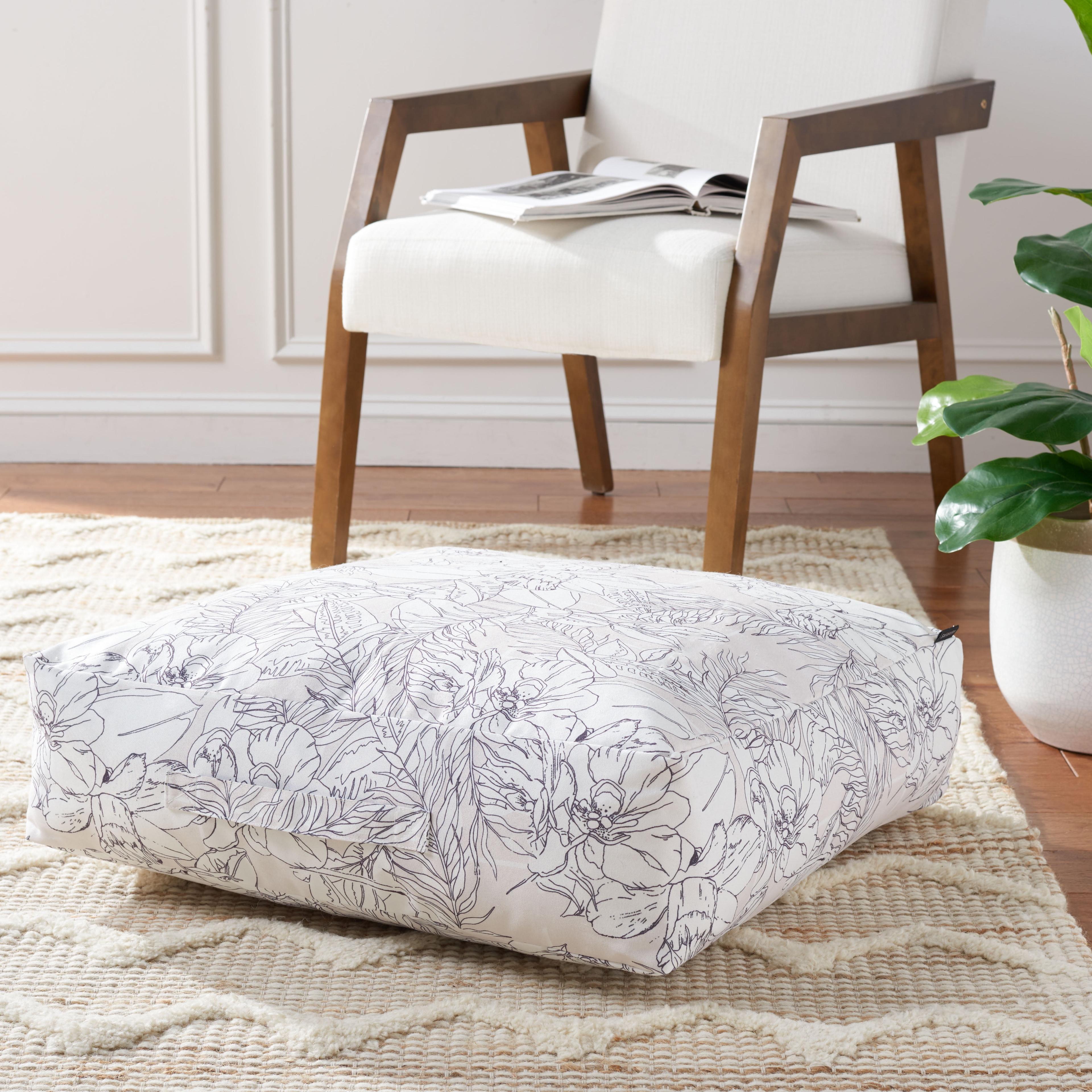 White Floral Euro Square Decorative Pillow