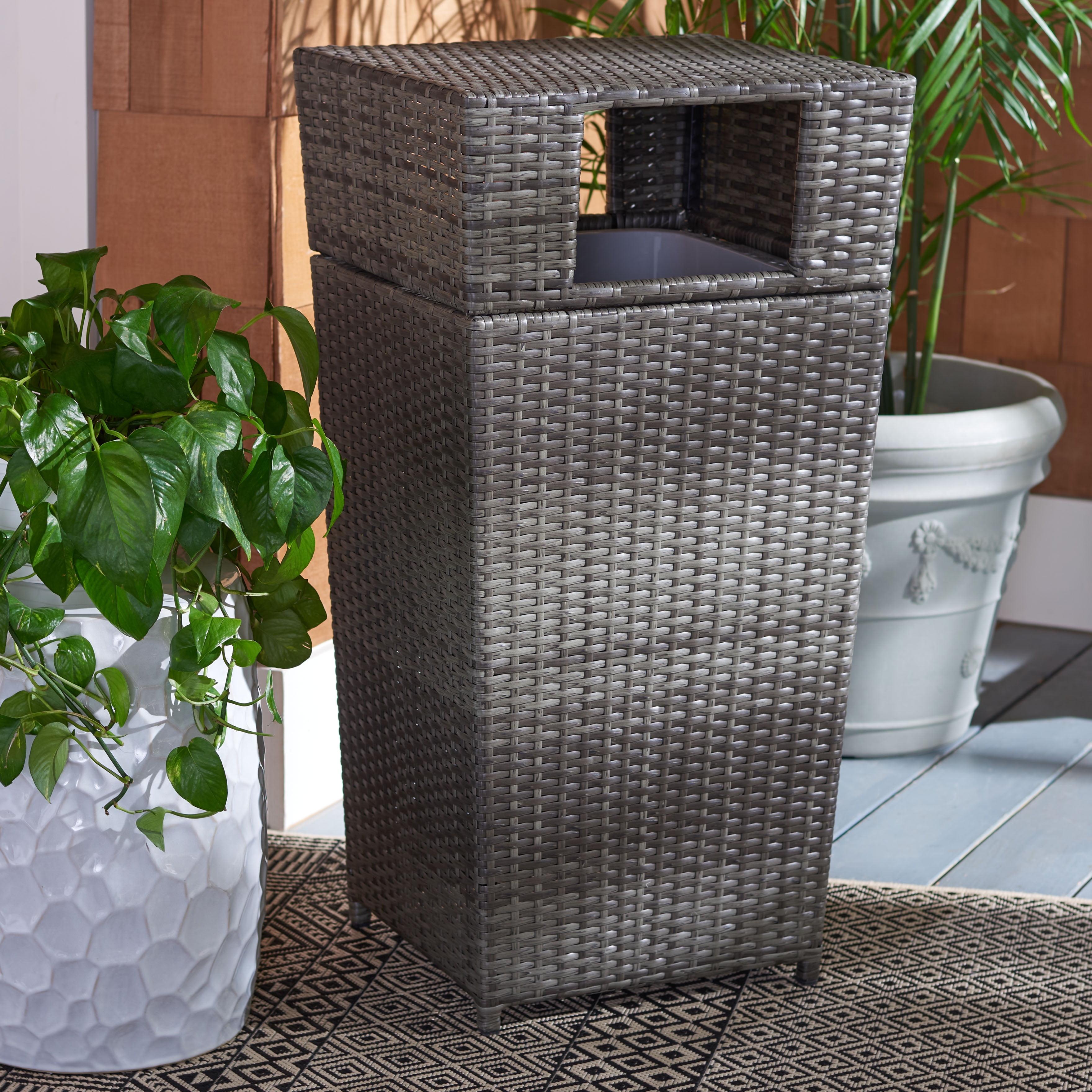 Mazeli Outdoor Trash Can - Grey Brown - Safavieh