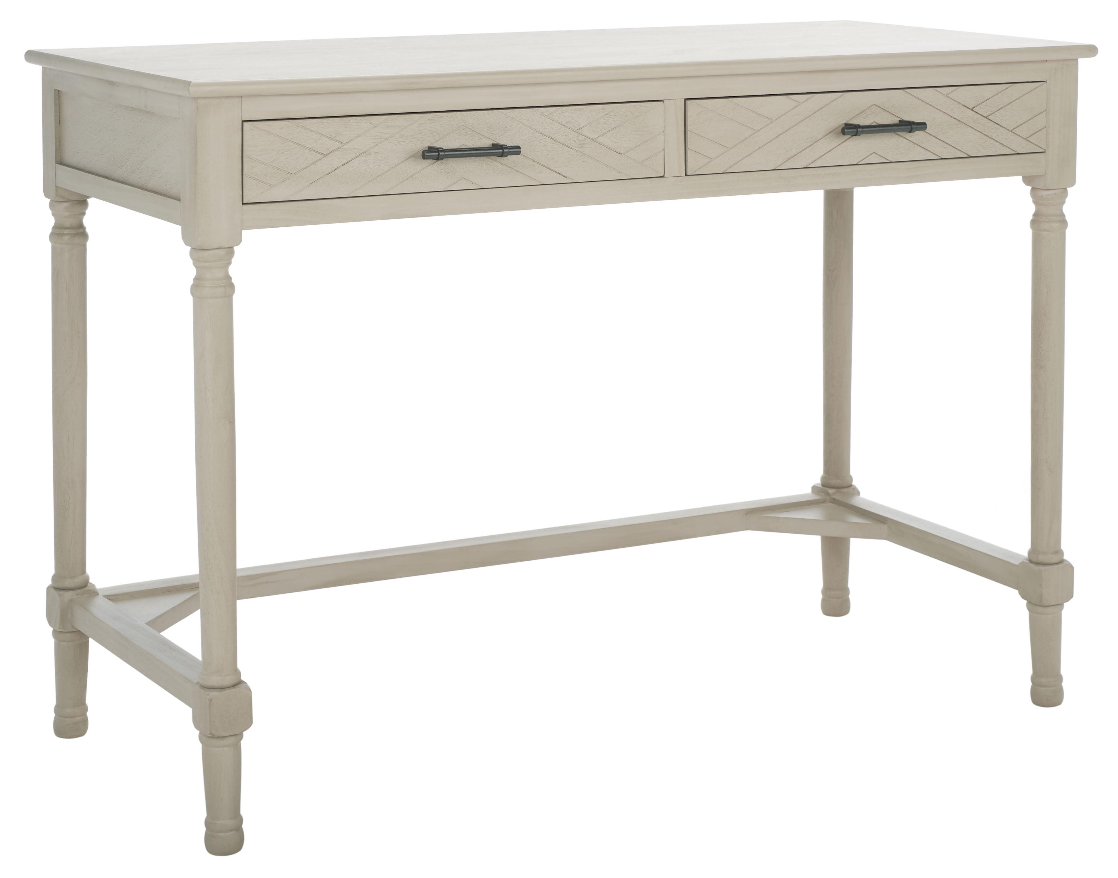 Taupe Wood Writing Desk with Chevron Drawers