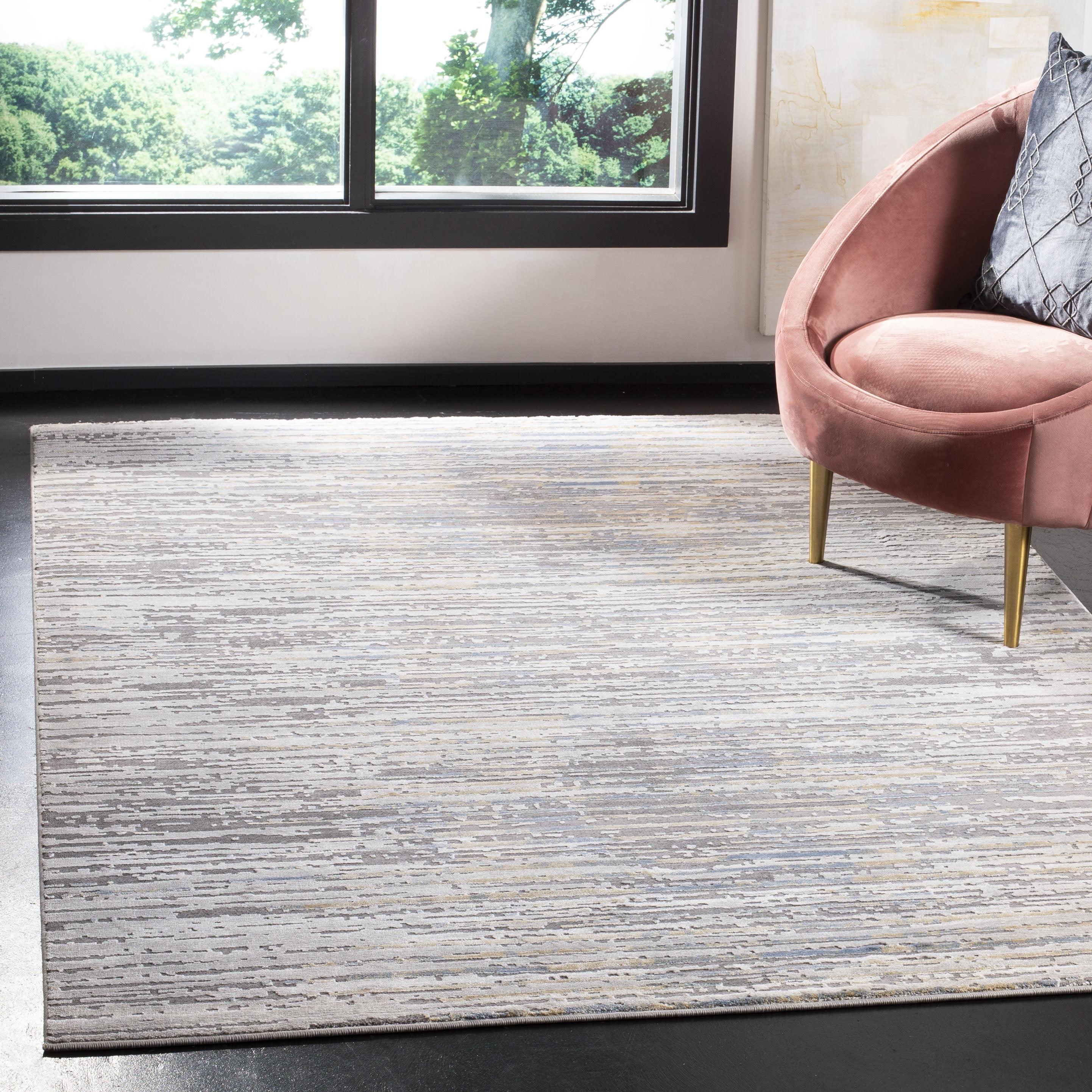 Abstract Elegance 4' x 6' Hand-Knotted Grey Synthetic Area Rug