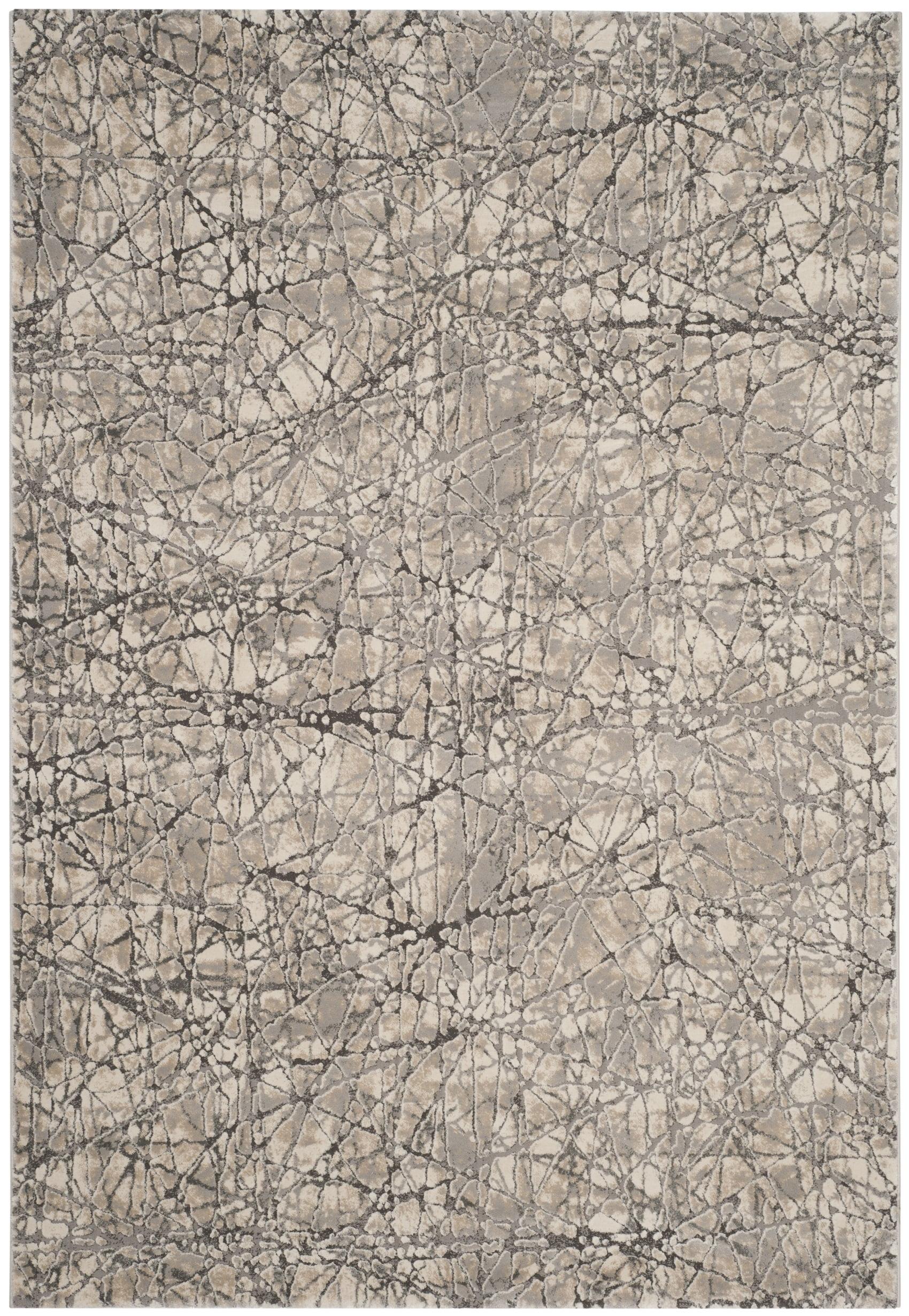 Gray Abstract Low Pile Synthetic Area Rug