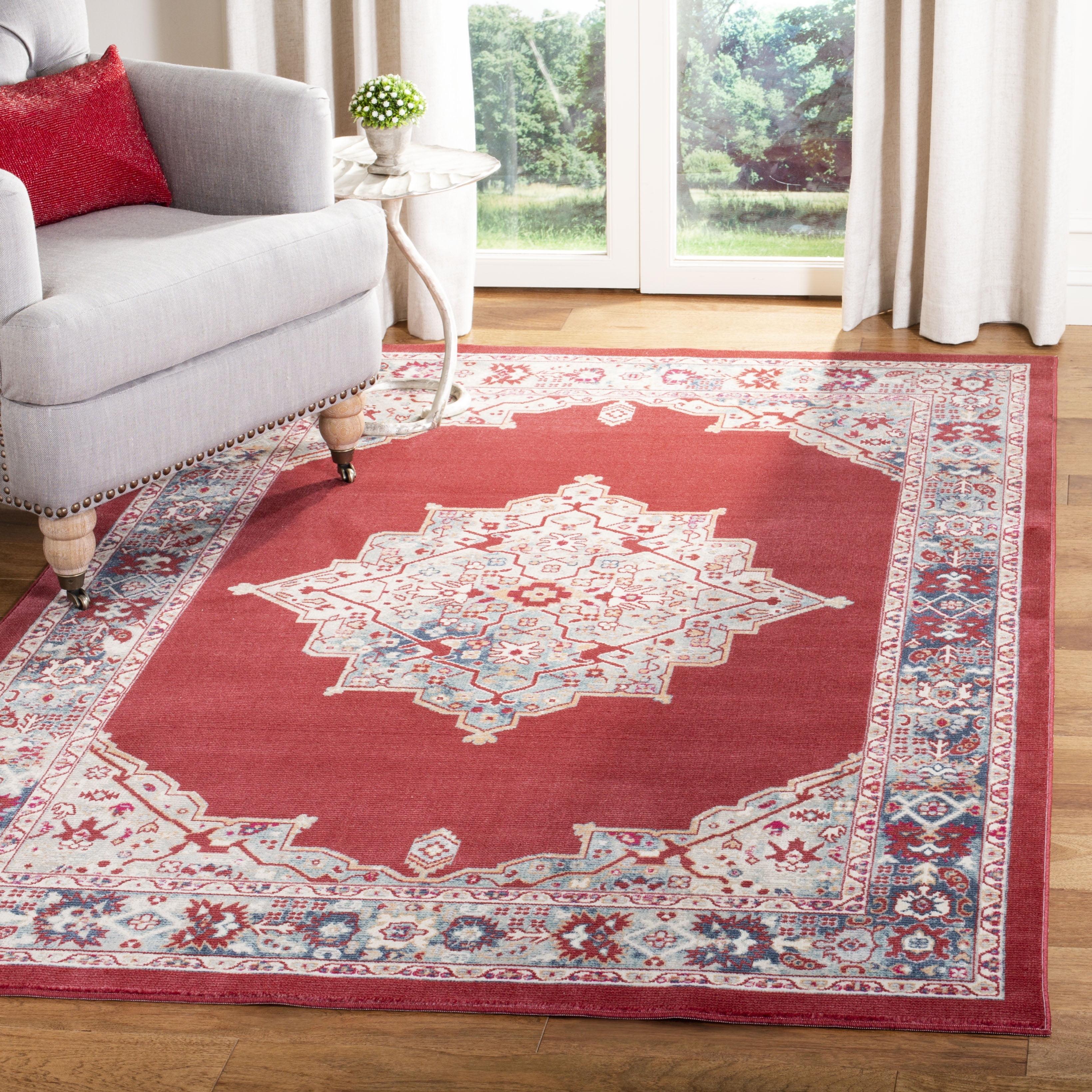 Merlot MER312 Power Loomed Area Rug - Red/Aqua - 4'x6' - Safavieh.