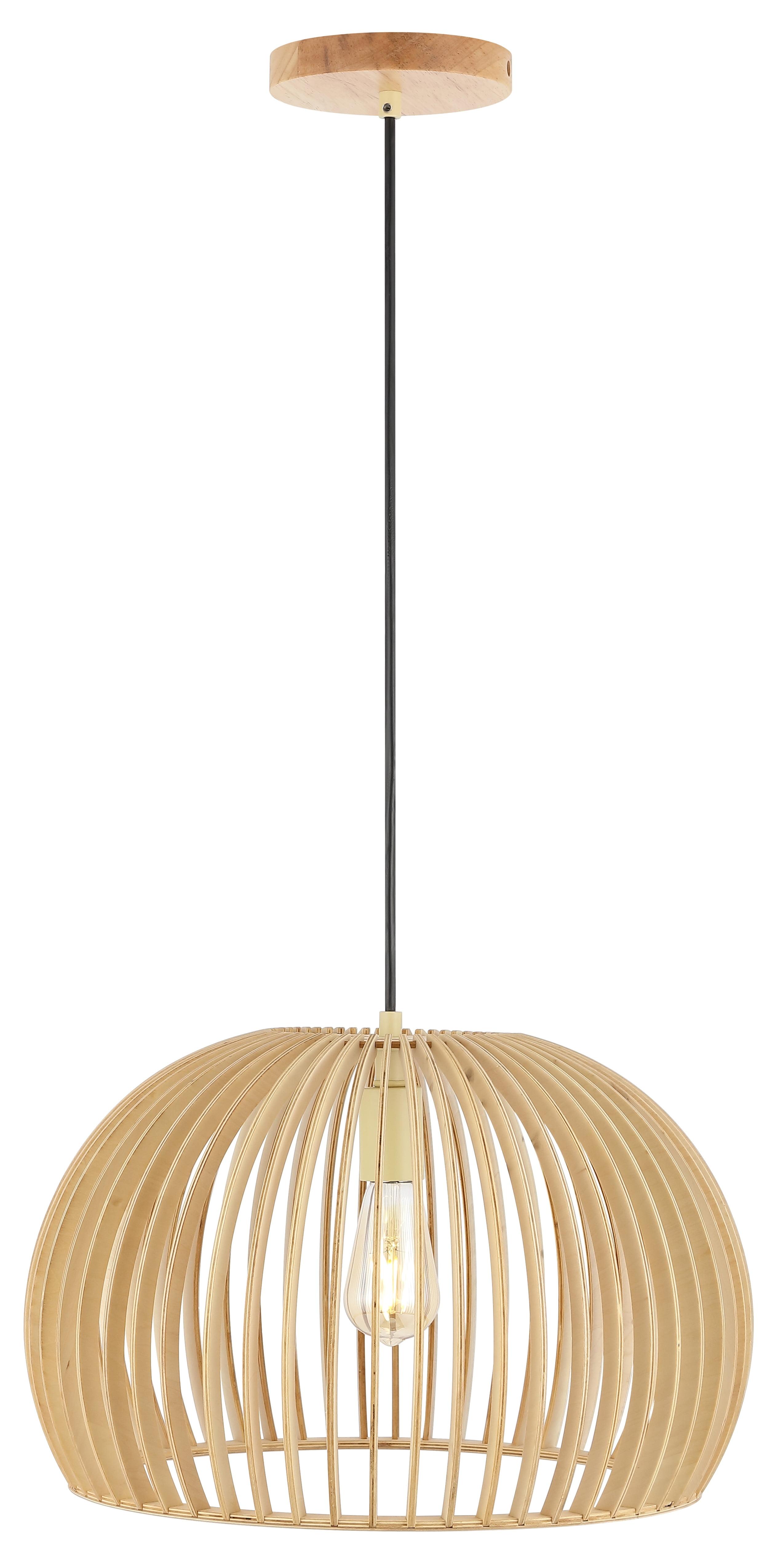 Mesa Natural Wood LED Pendant Light with Spherical Shade