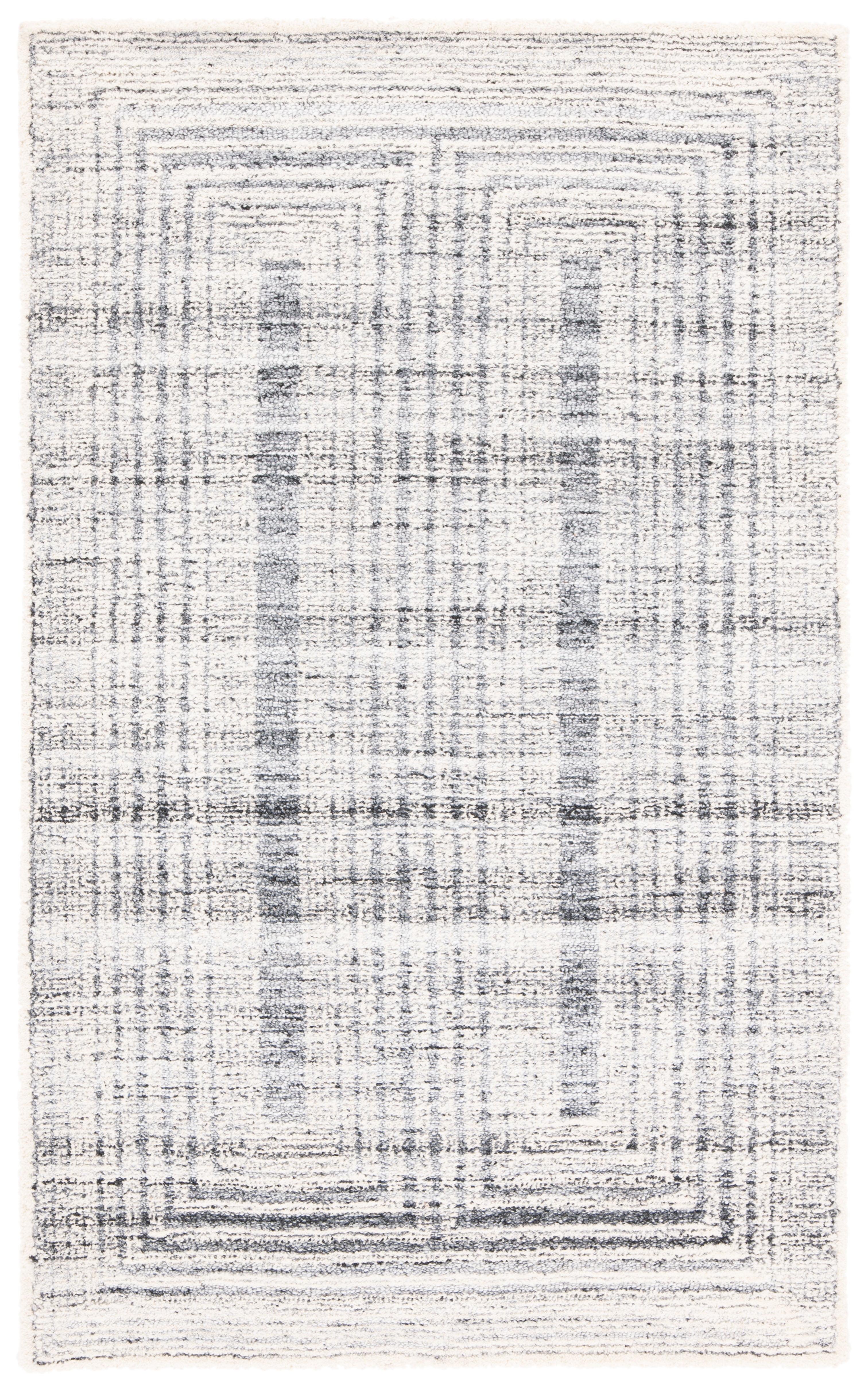 SAFAVIEH Metro Bayon Bordered Area Rug, Light Grey/Ivory, 4' x 6'