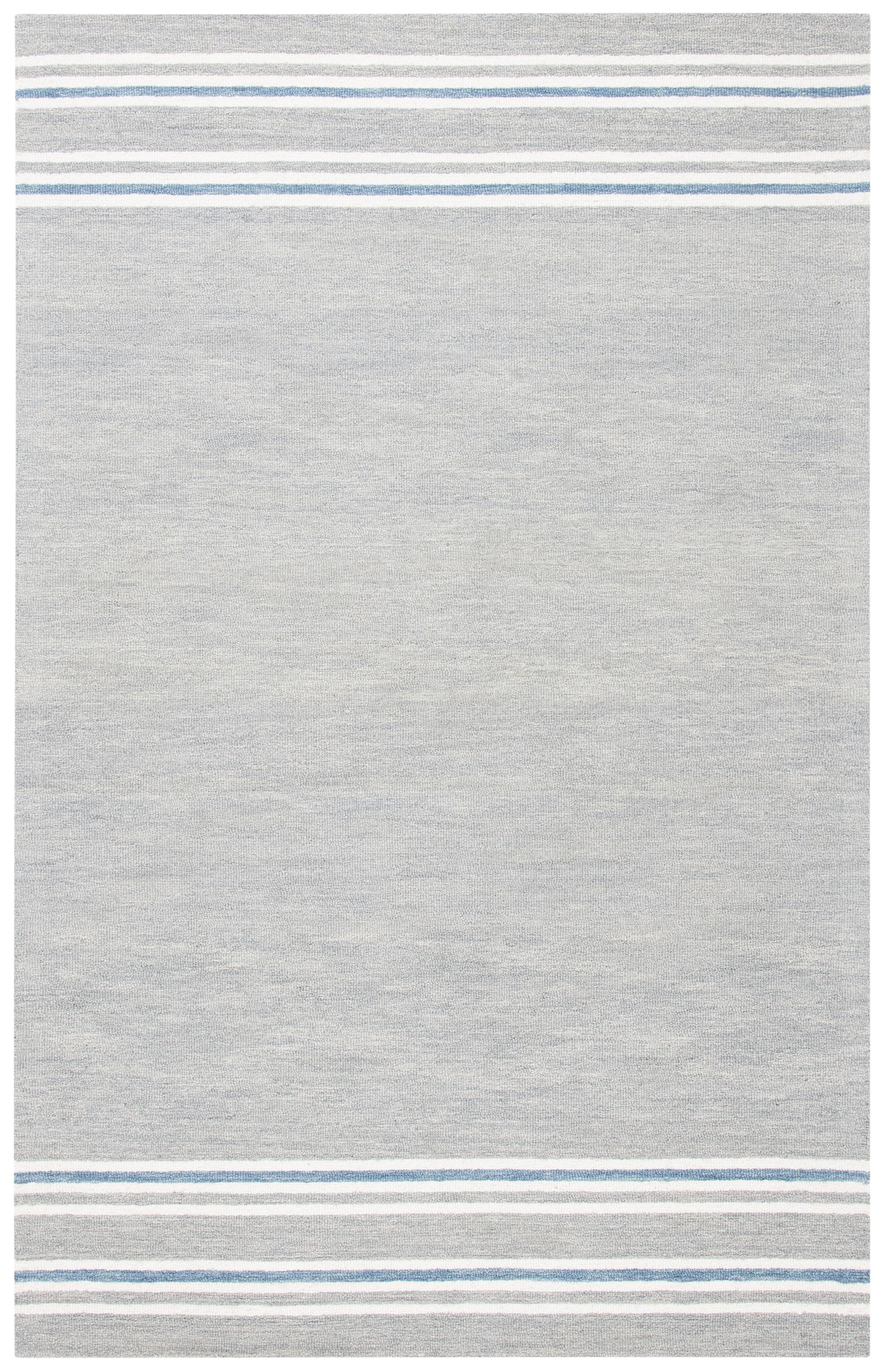 Gray and Blue Hand-Tufted Wool Rectangular Area Rug