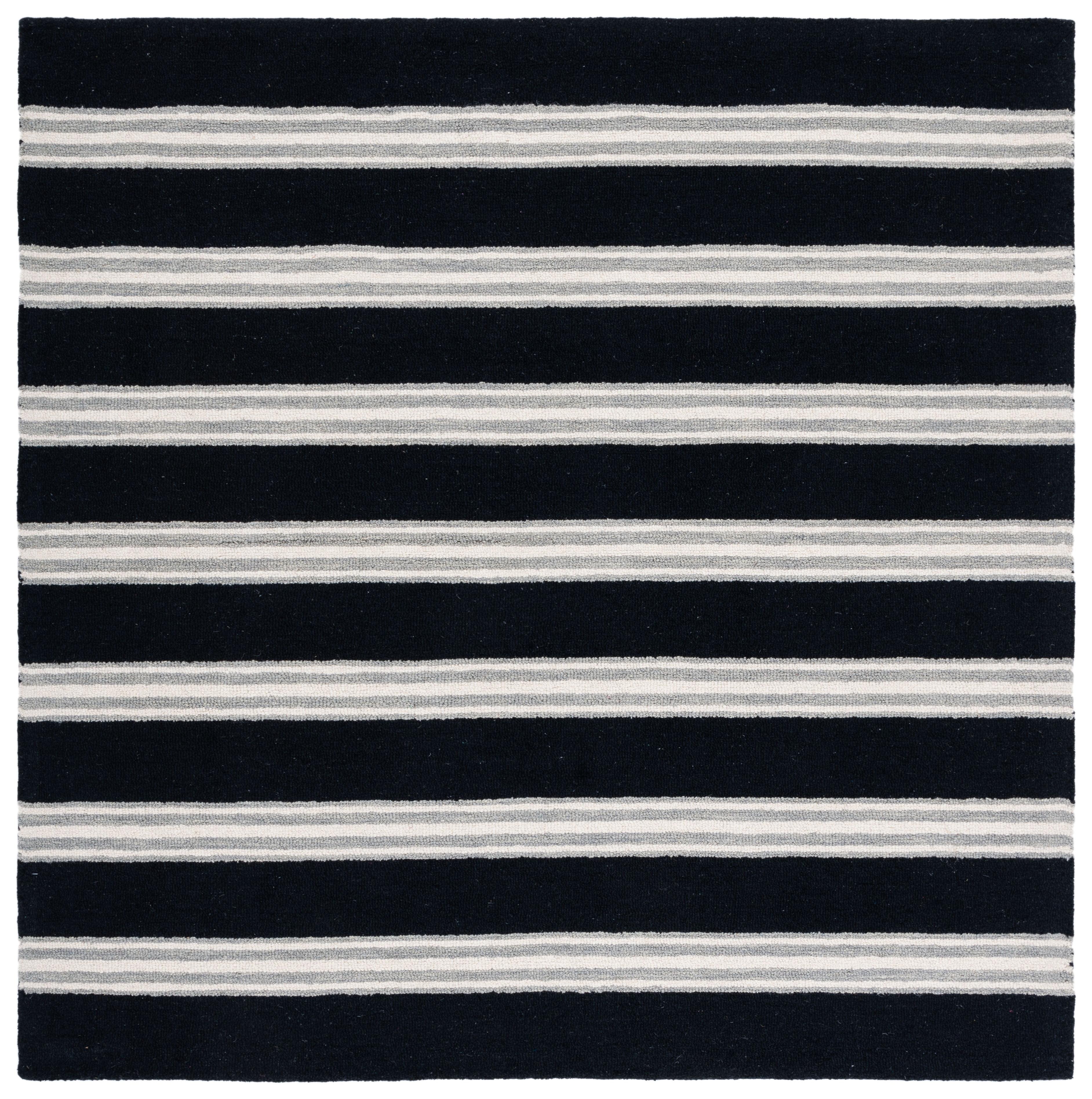 SAFAVIEH Metro Darion Striped Area Rug, Black/Ivory, 6' x 6' Square