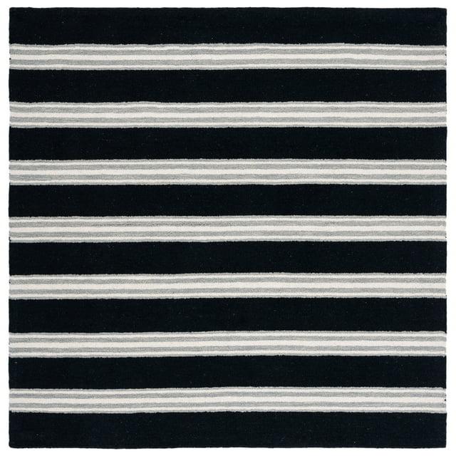 SAFAVIEH Metro Darion Striped Area Rug, Black/Ivory, 6' x 6' Square