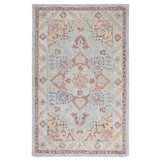 Metro MET352 Hand Tufted Indoor Area Rug - Grey/Rust - 4'x6' - Safavieh