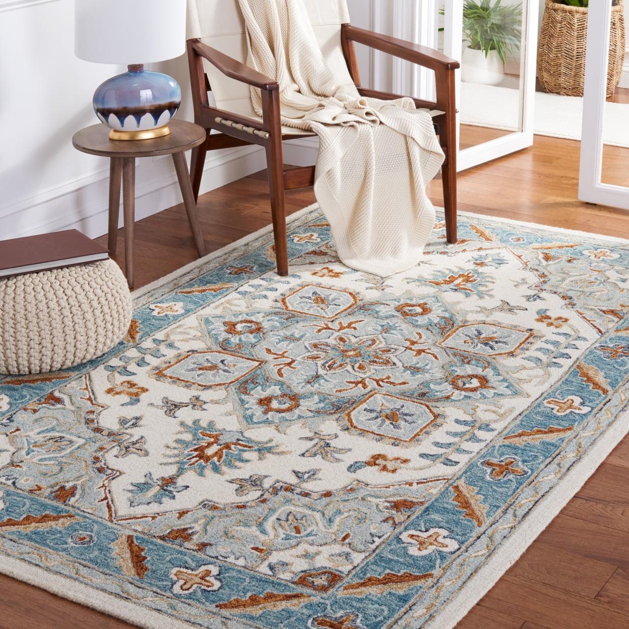 Metro MET352 Hand Tufted Indoor Area Rug - Ivory/Blue - 5'x8' - Safavieh