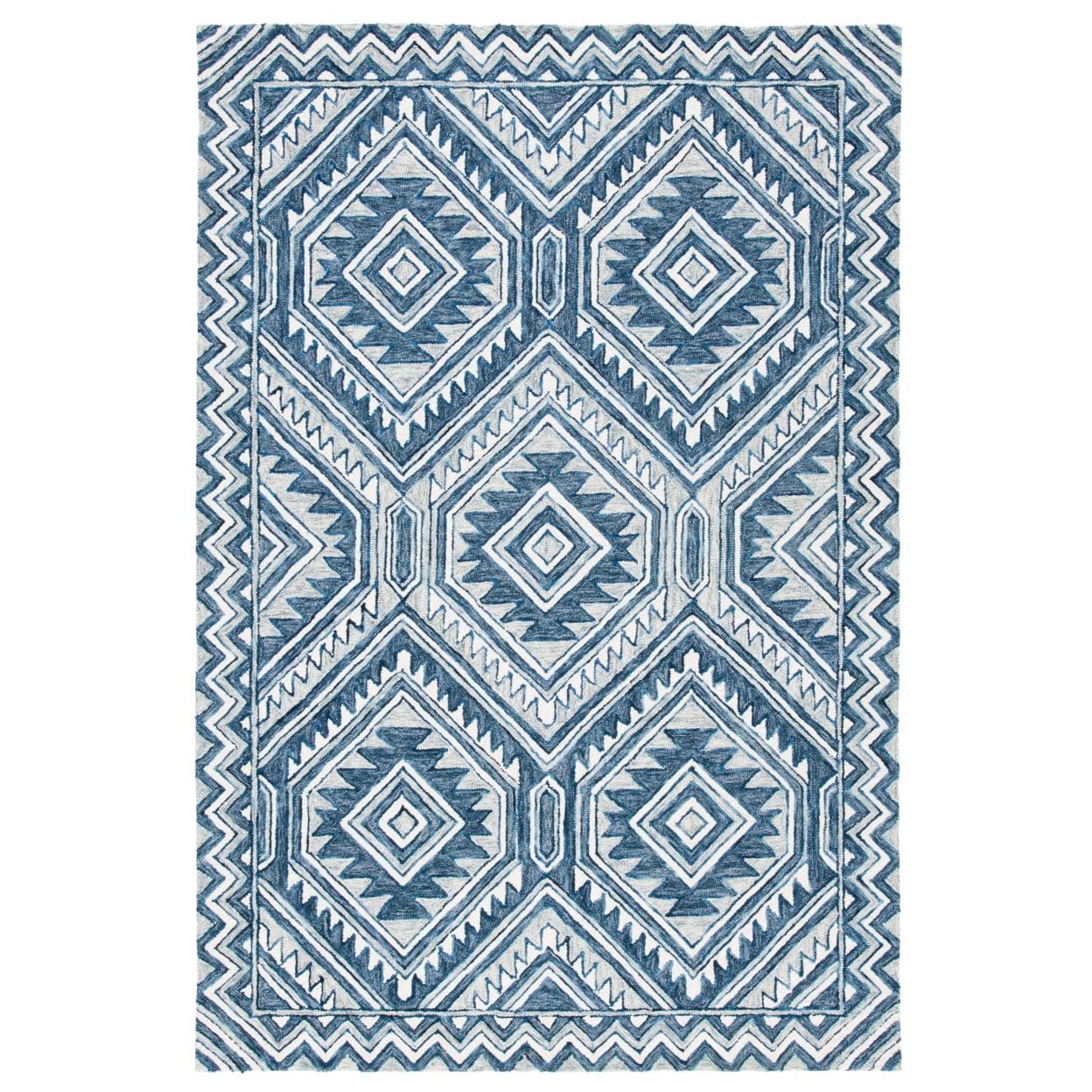 Metro MET122 Hand Tufted Indoor Area Rug - Blue/Ivory - 4'x6' - Safavieh