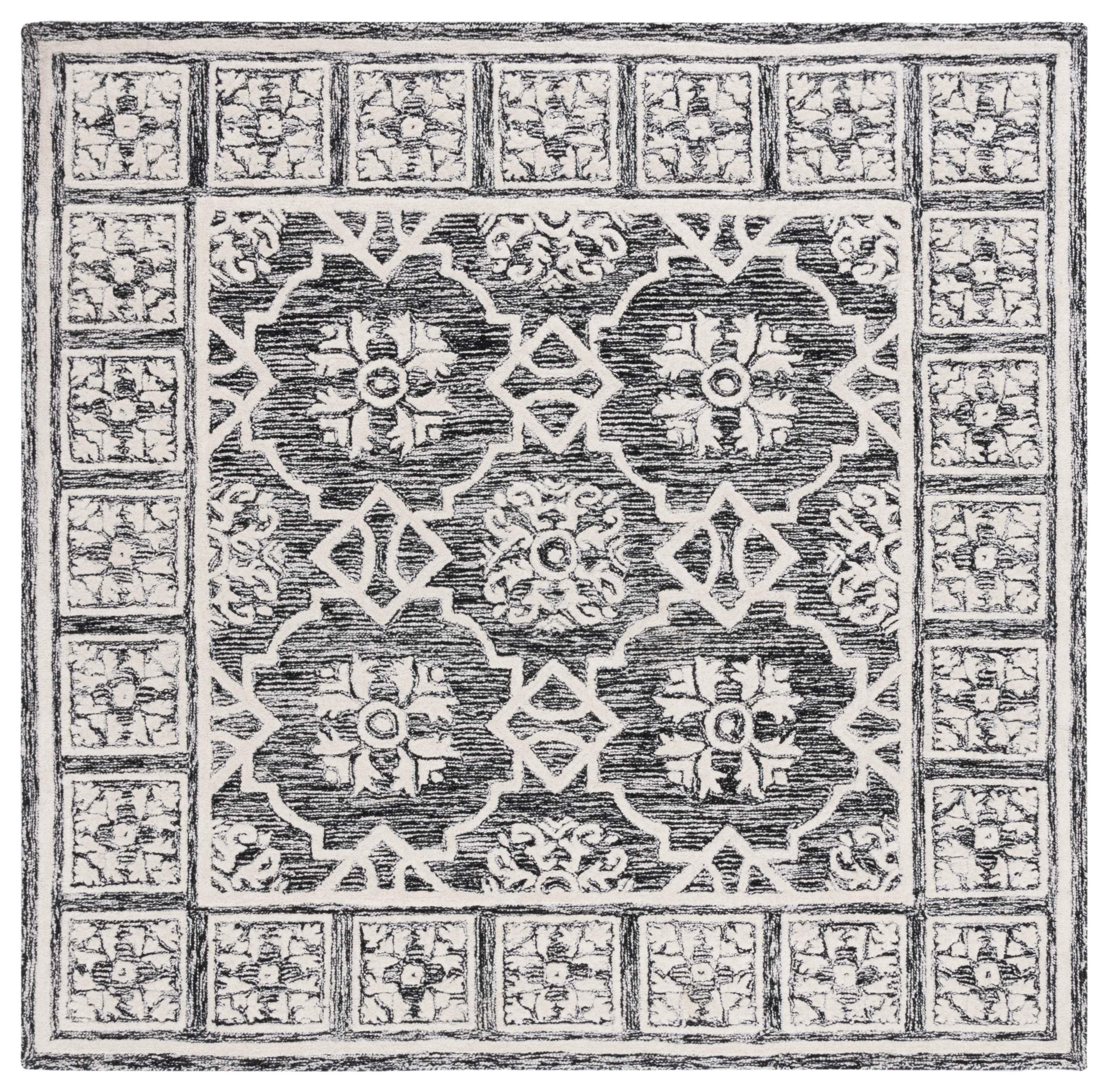 Metro MET851 Hand Tufted Indoor Area Rug - Black/Ivory - 6'x6' - Safavieh