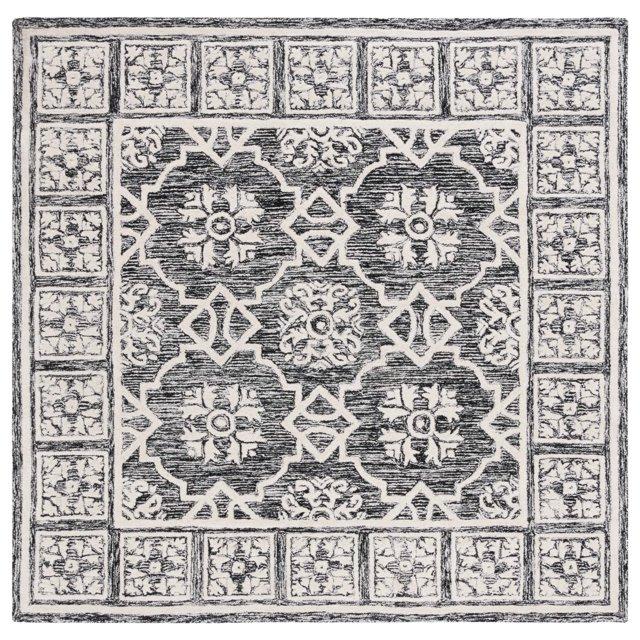 Metro MET851 Hand Tufted Indoor Area Rug - Black/Ivory - 6'x6' - Safavieh