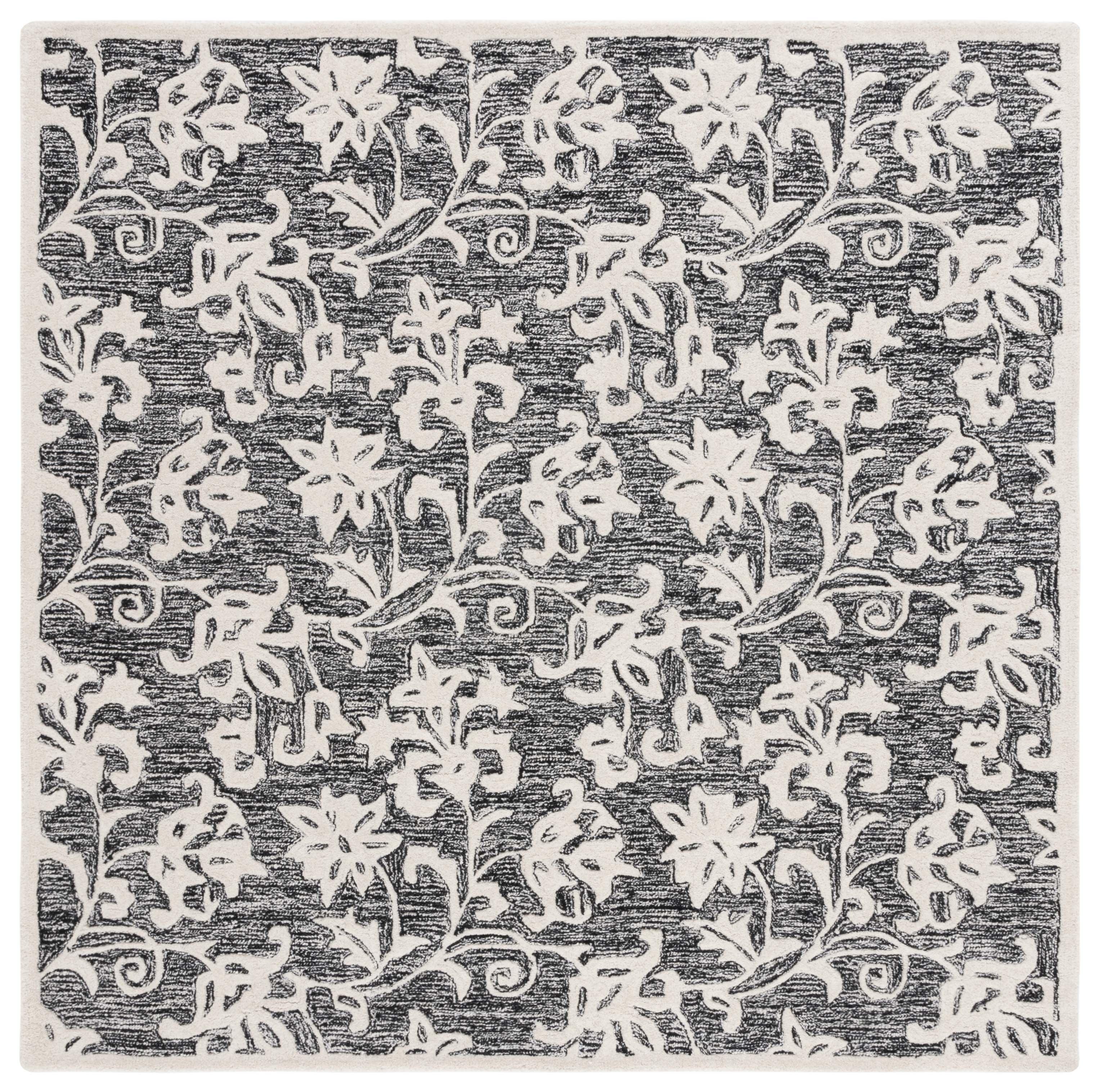 Metro MET853 Hand Tufted Indoor Area Rug - Black/Ivory - 6'x6' - Safavieh
