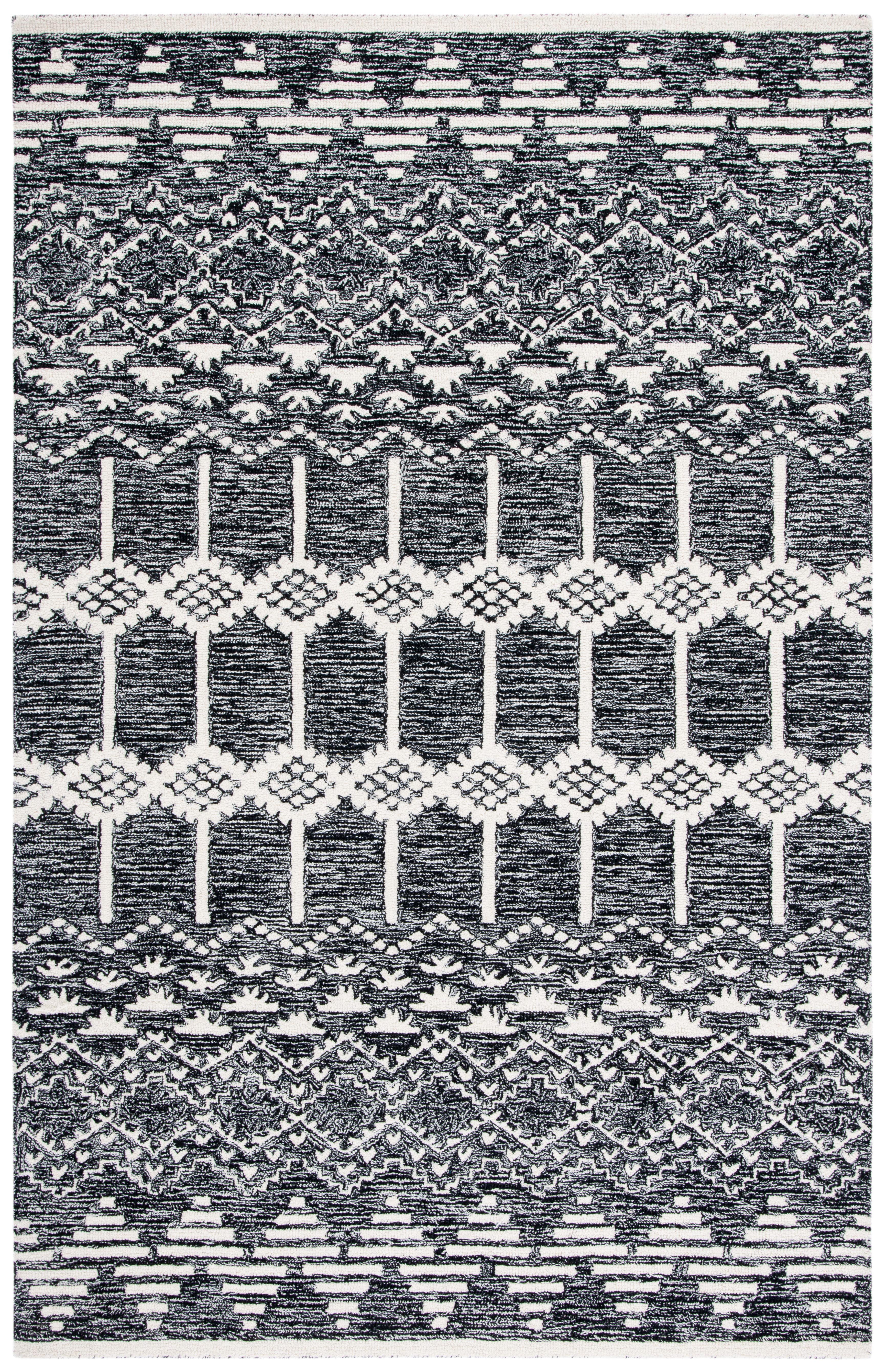 Metro MET253 Hand Tufted Area Rug - Black/Ivory - 3'x5' - Safavieh..