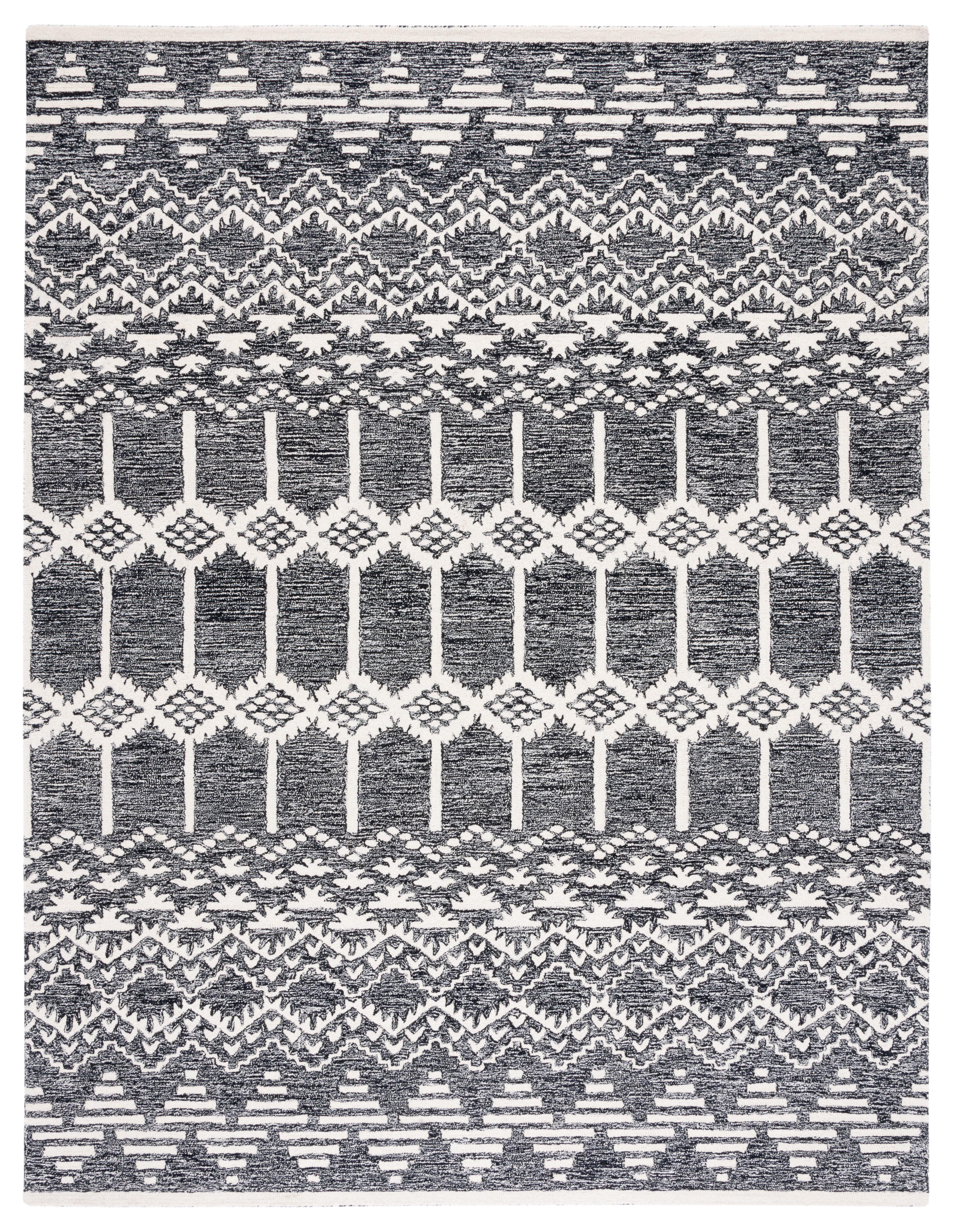 Metro MET253 Hand Tufted Area Rug - Black/Ivory - 8'x10' - Safavieh..