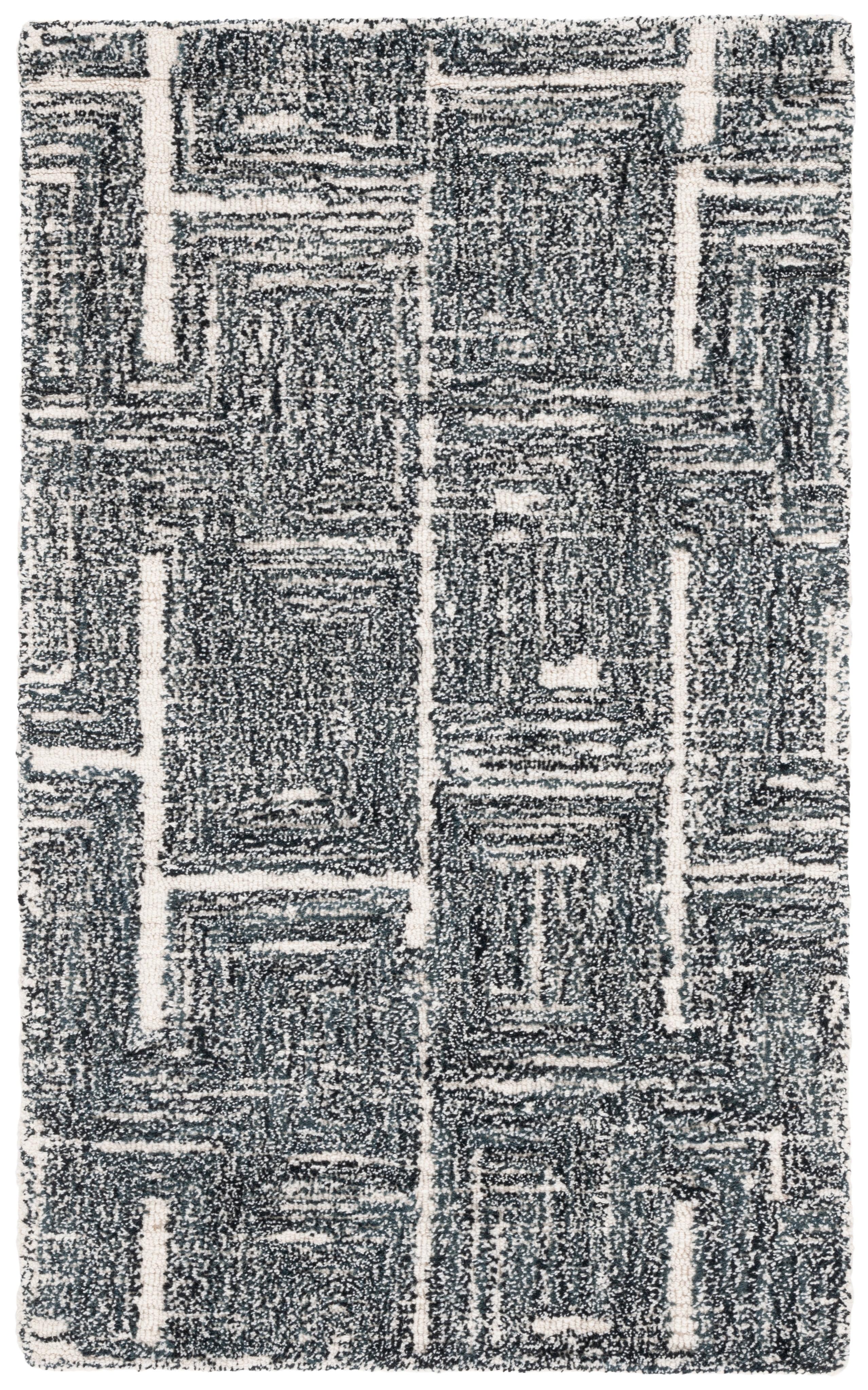 Metro MET177 Hand Tufted Indoor Area Rug - Black/Ivory - 4'x6' - Safavieh