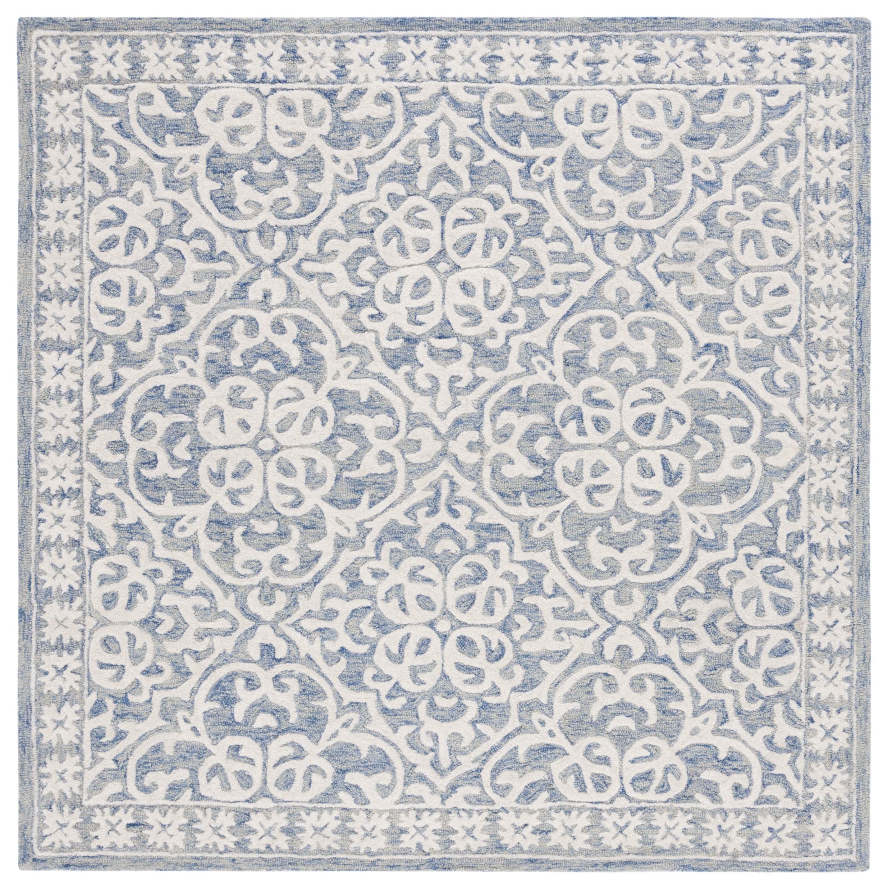Metro MET857 Hand Tufted Indoor Area Rug - Blue/Ivory - 6'x6' - Safavieh