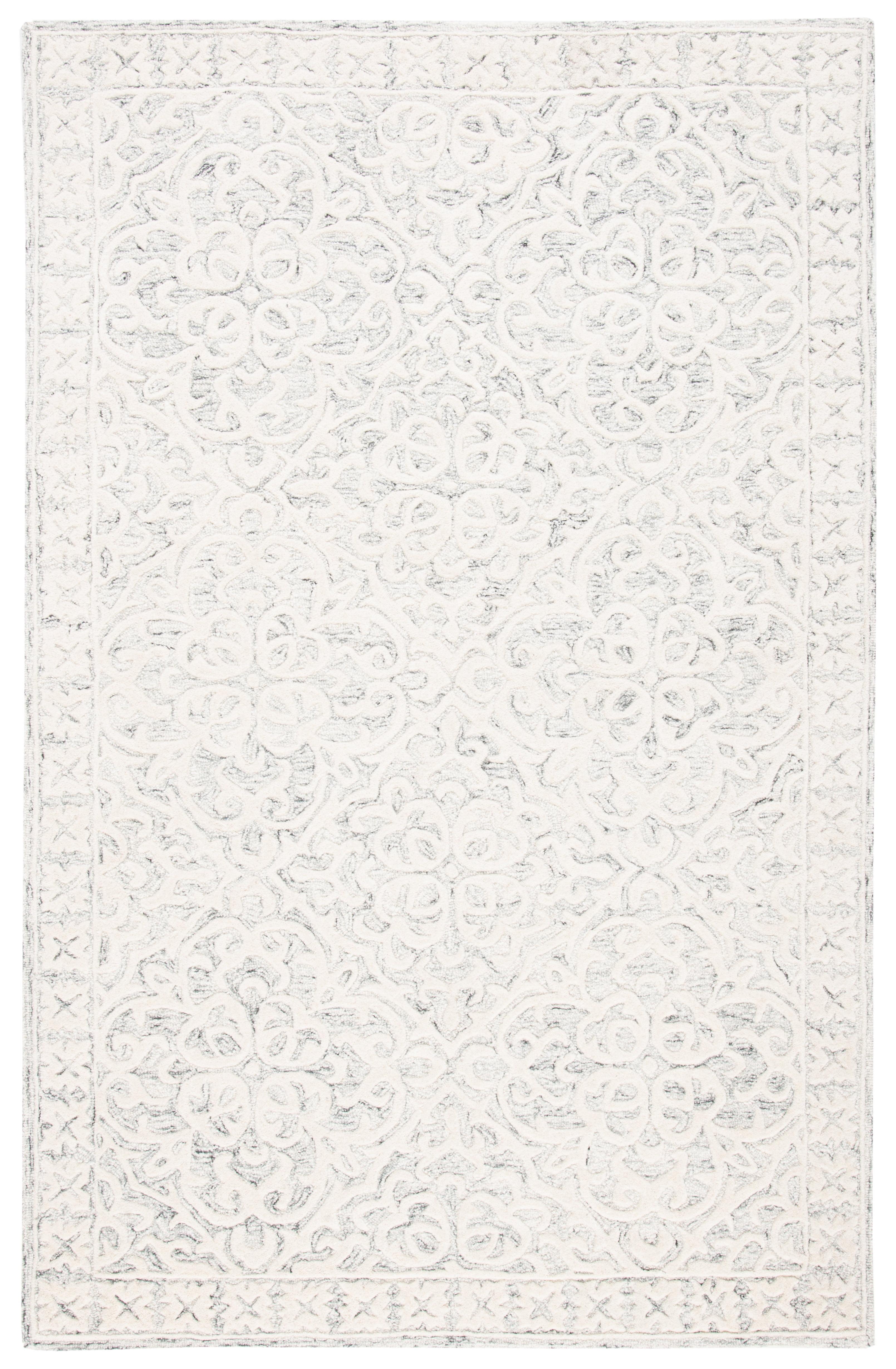 Metro MET857 Hand Tufted Indoor Area Rug - Silver/Ivory - 5'x8' - Safavieh