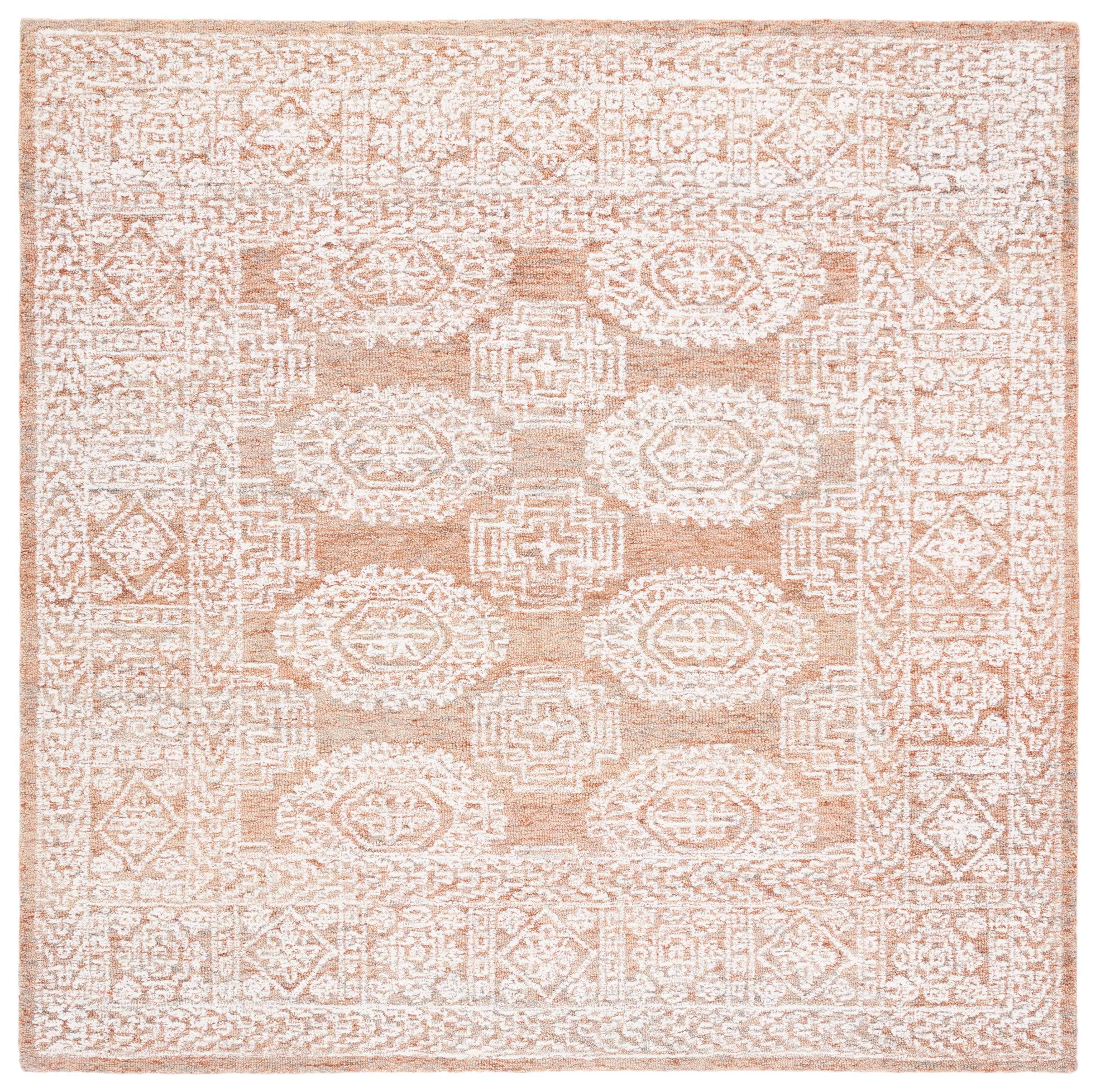 Metro MET803 Hand Tufted Indoor Area Rug - Natural/Rust - 6'x6' - Safavieh