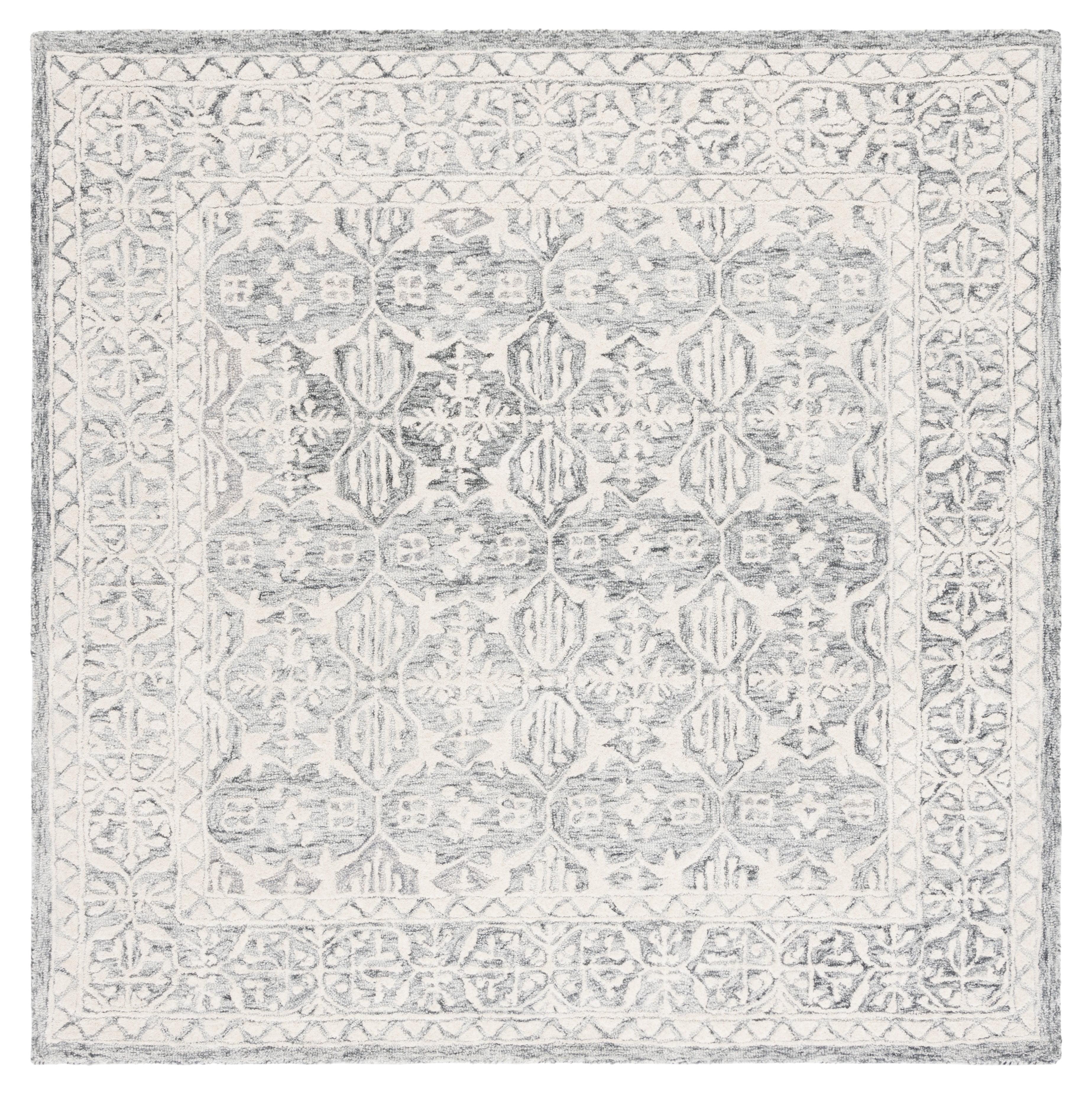 Metro MET903 Hand Tufted Indoor Area Rug - Dark Grey/Ivory - 6'x6' - Safavieh