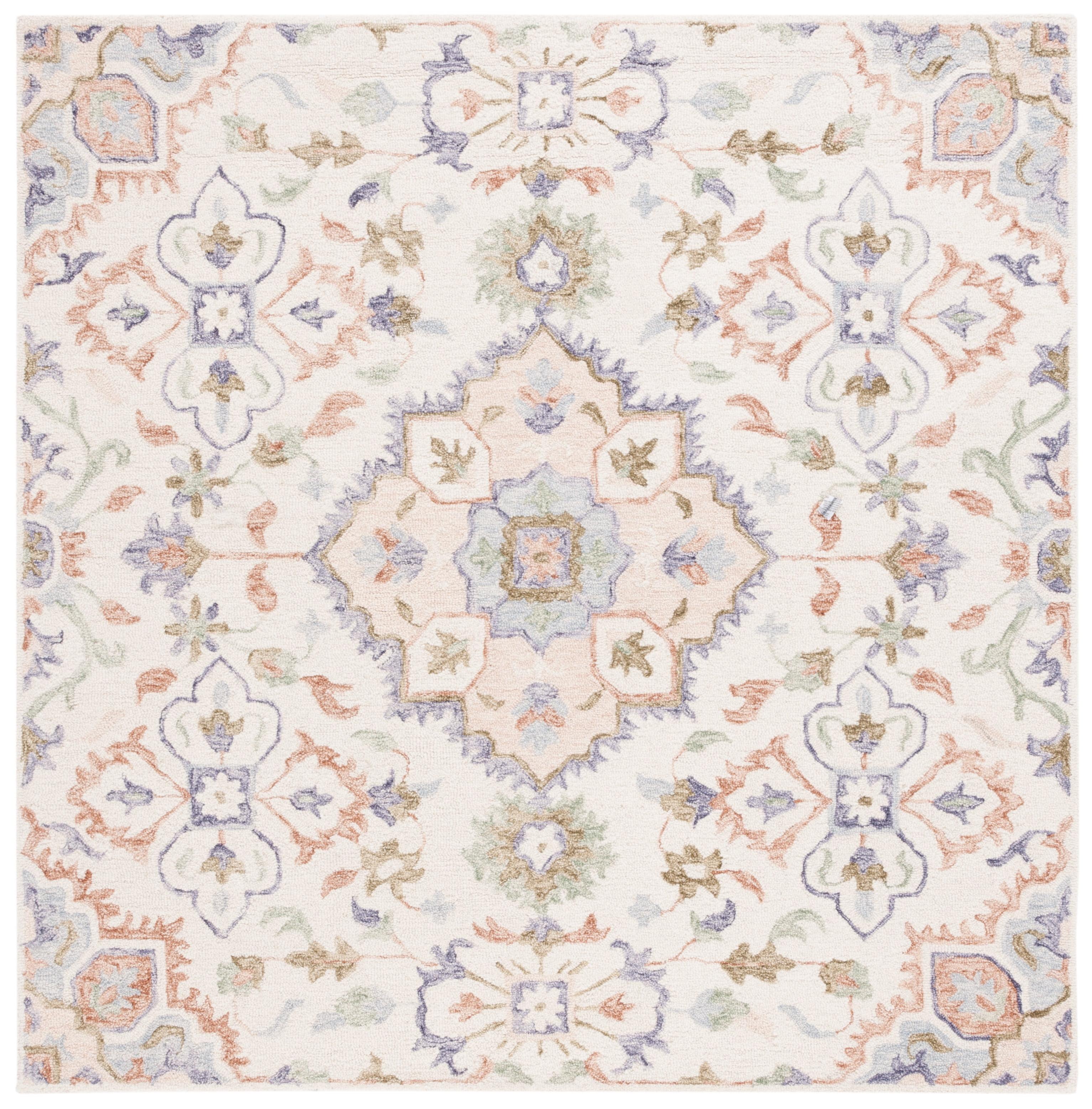 SAFAVIEH Metro Fernando Floral Area Rug, Ivory/Green, 6' x 6' Square