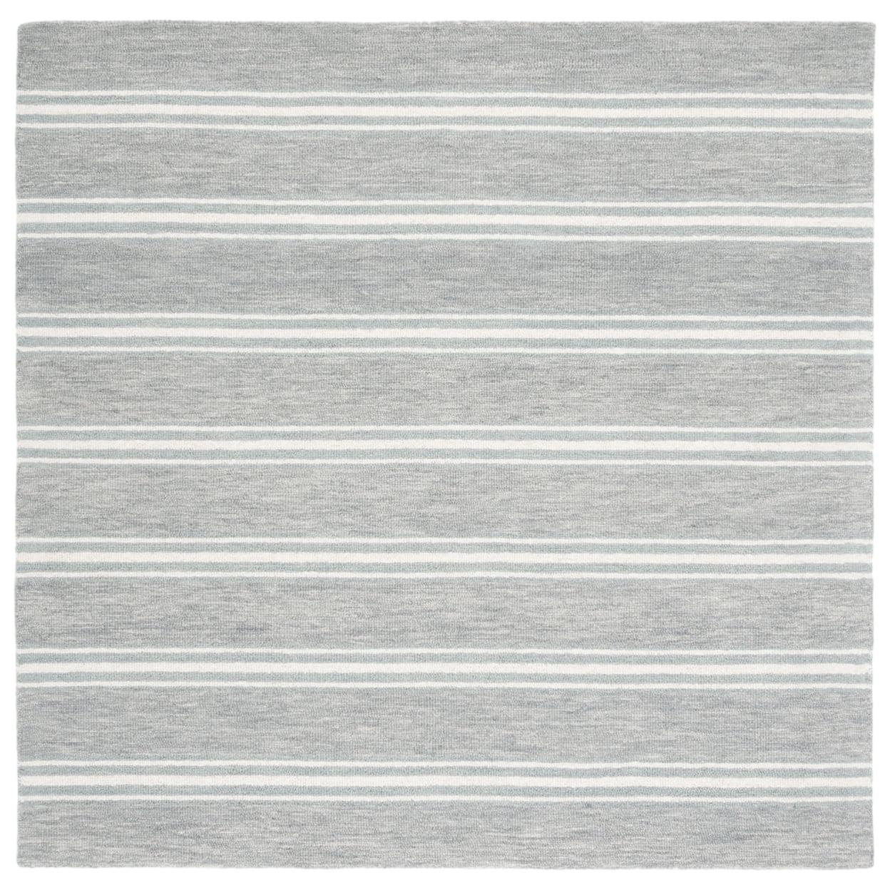 Elegant Gray Hand-Tufted Wool 6' Square Area Rug