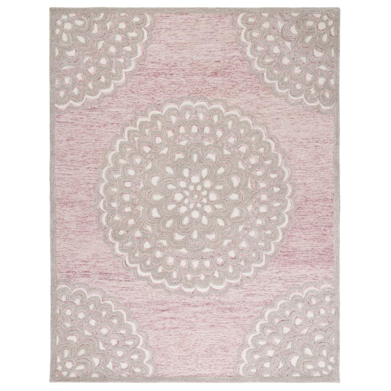 Elegant Ivory Floral Hand-Tufted Wool Area Rug, 8' x 10'