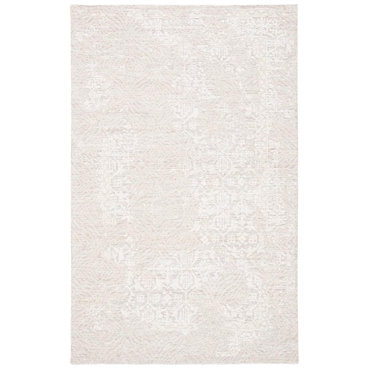 Hand-Tufted Ivory Wool Floral Rug - 59" x 84" Rectangular Design