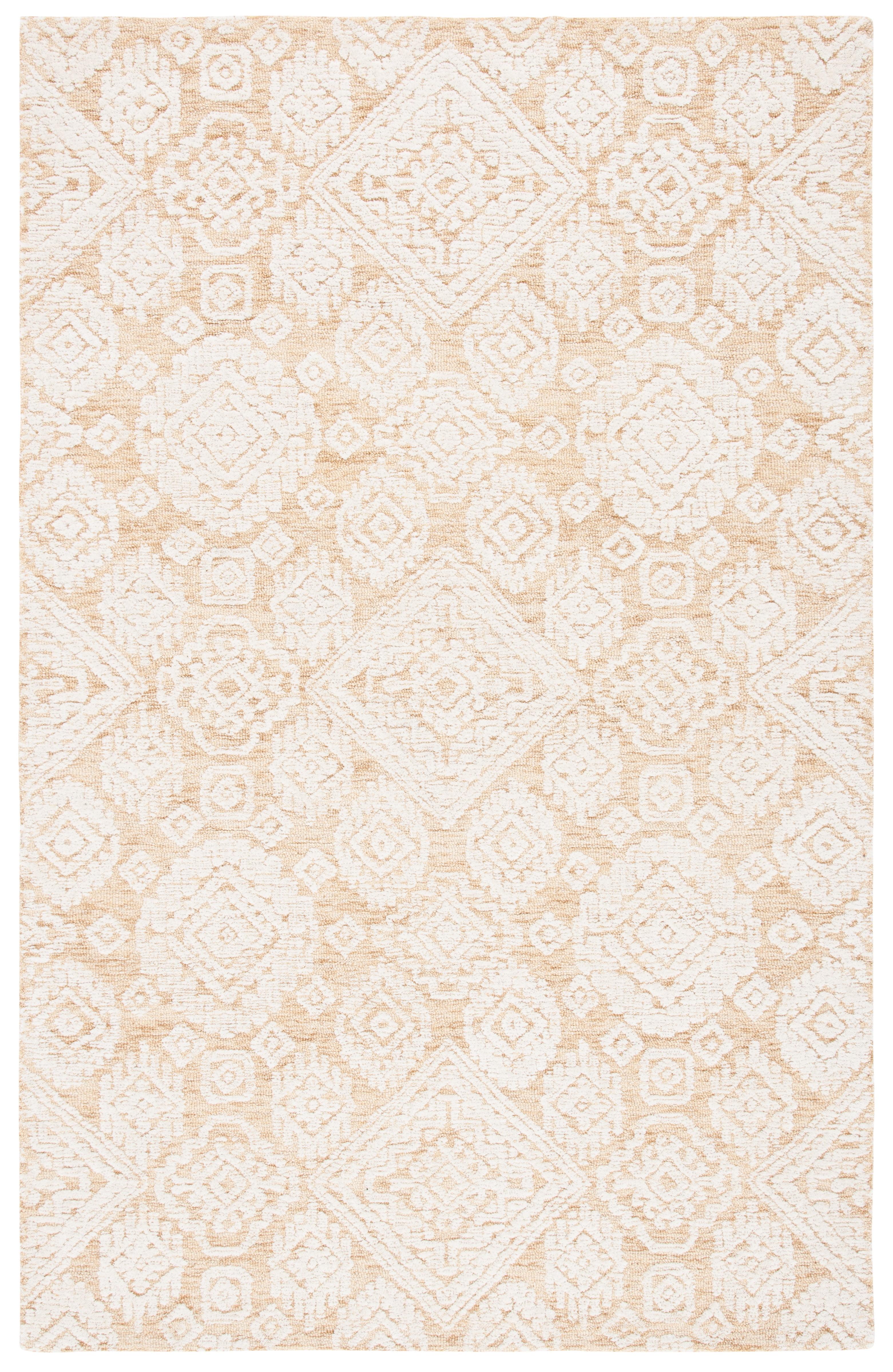 Ivory and Gold Hand-Tufted Wool 6' x 9' Area Rug