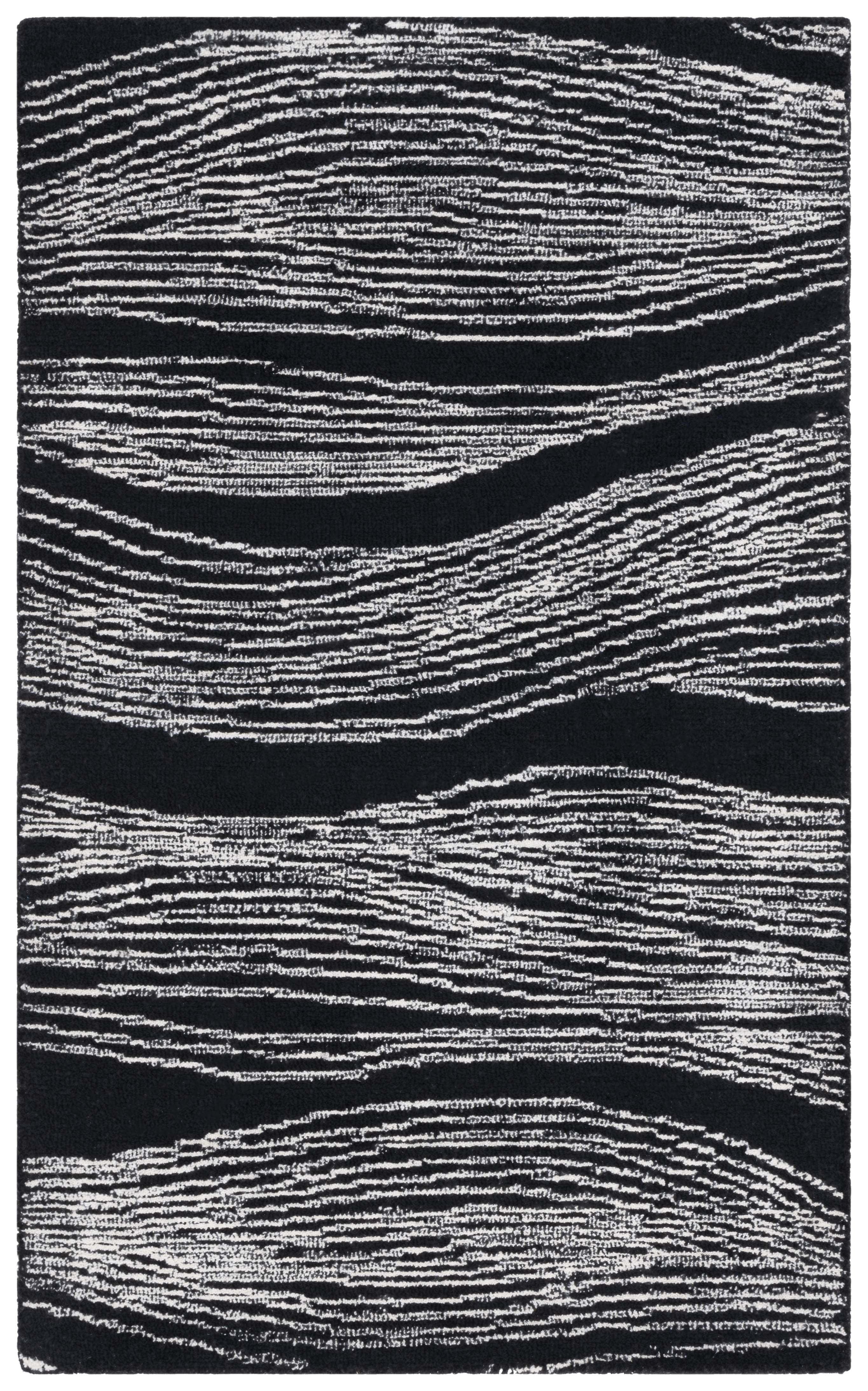 SAFAVIEH Metro Bridget Abstract Area Rug, Black/Ivory, 4' x 6'