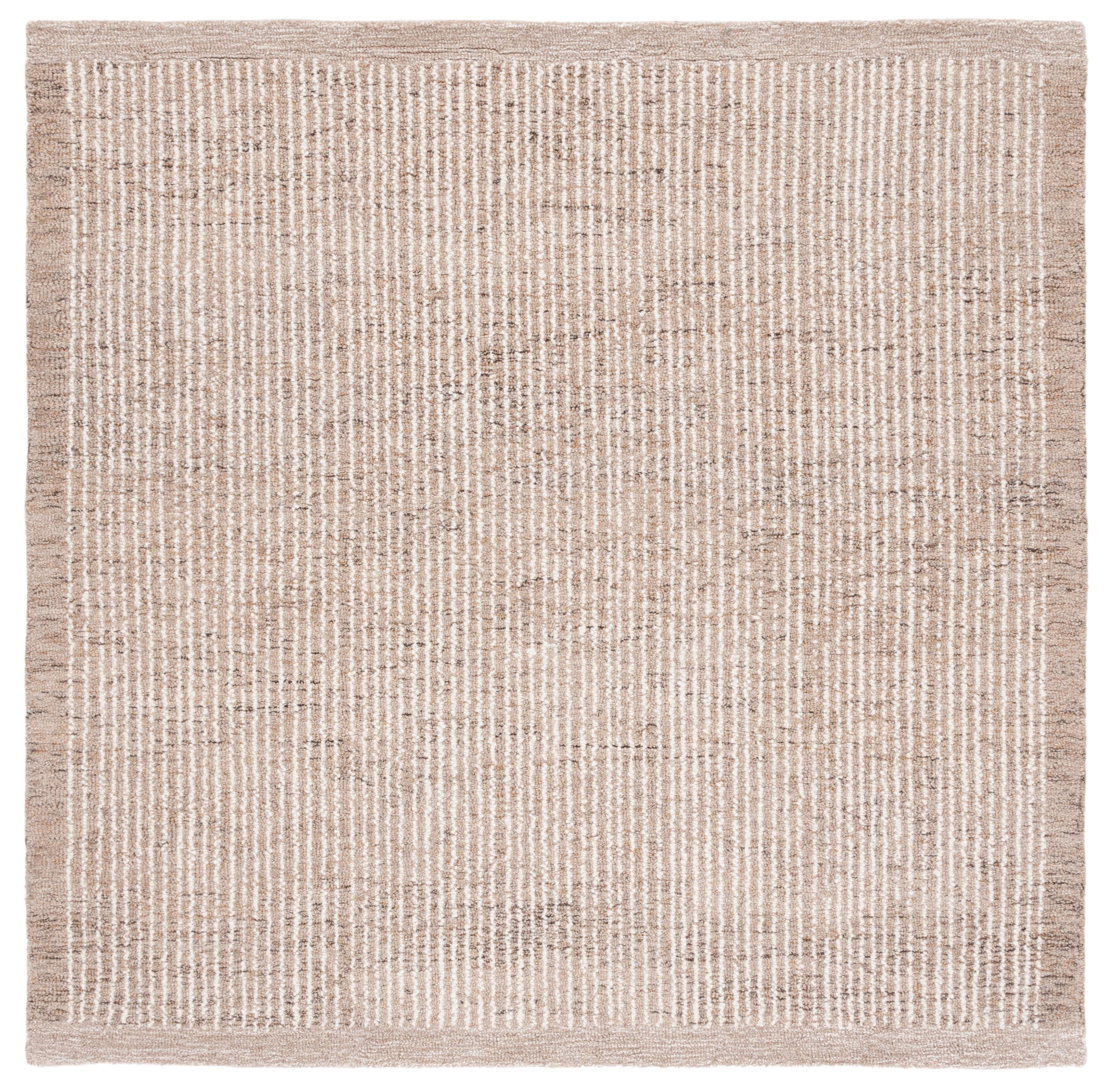 Abstract ABT220 Handmade Indoor Area Rug - Brown/Ivory - 6'x6' - Safavieh