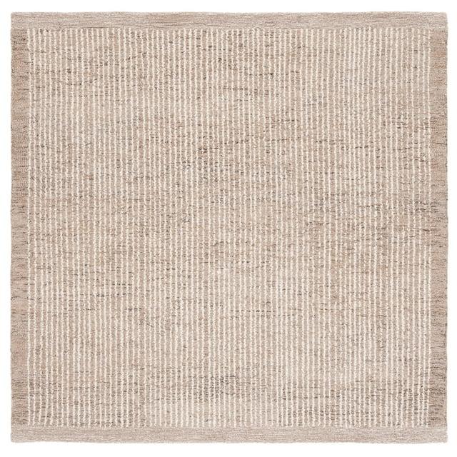 Abstract ABT220 Handmade Indoor Area Rug - Brown/Ivory - 6'x6' - Safavieh