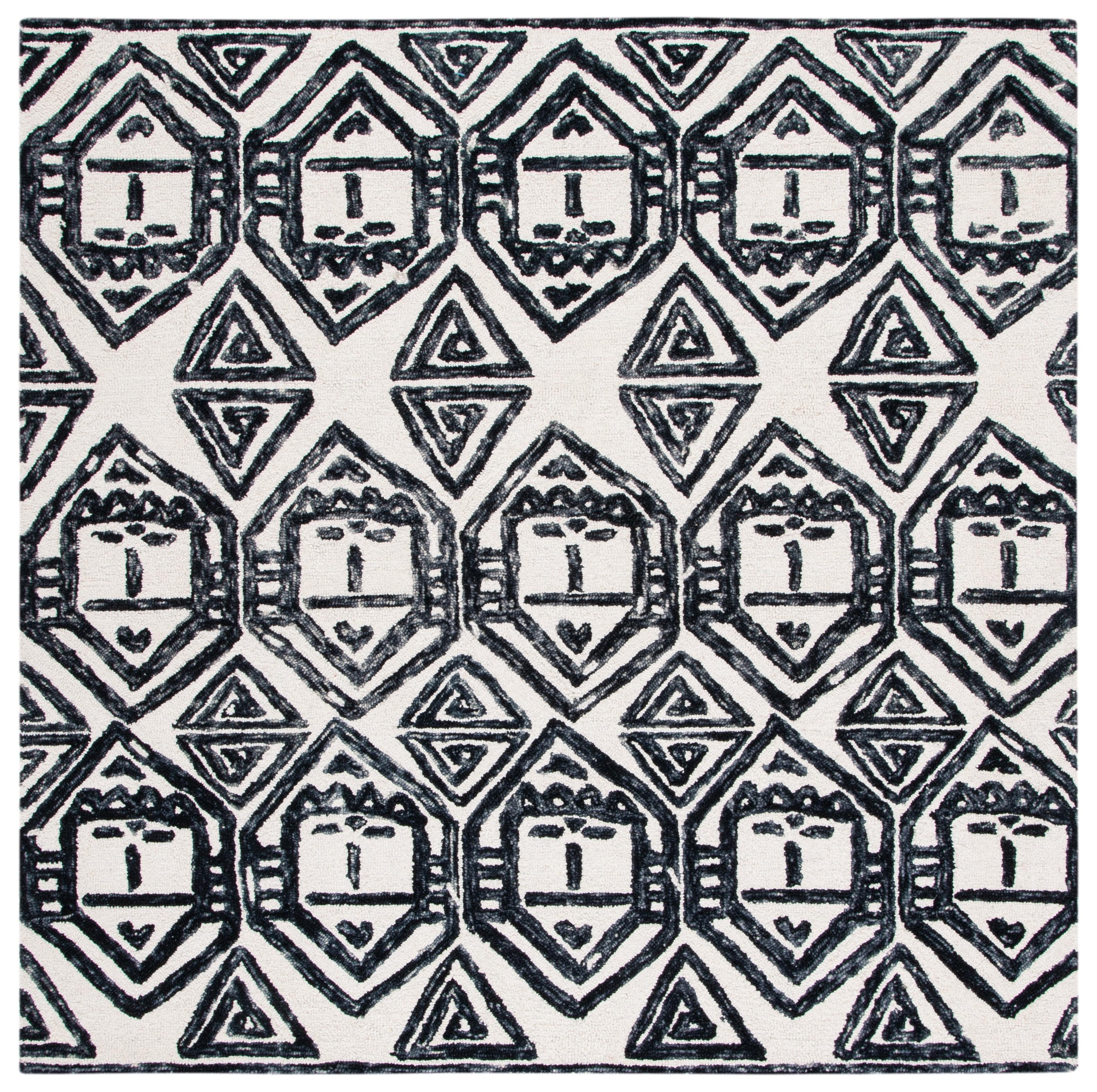 Metro MET404 Hand Tufted Area Rug - Black/Ivory - 6'x6' - Safavieh.