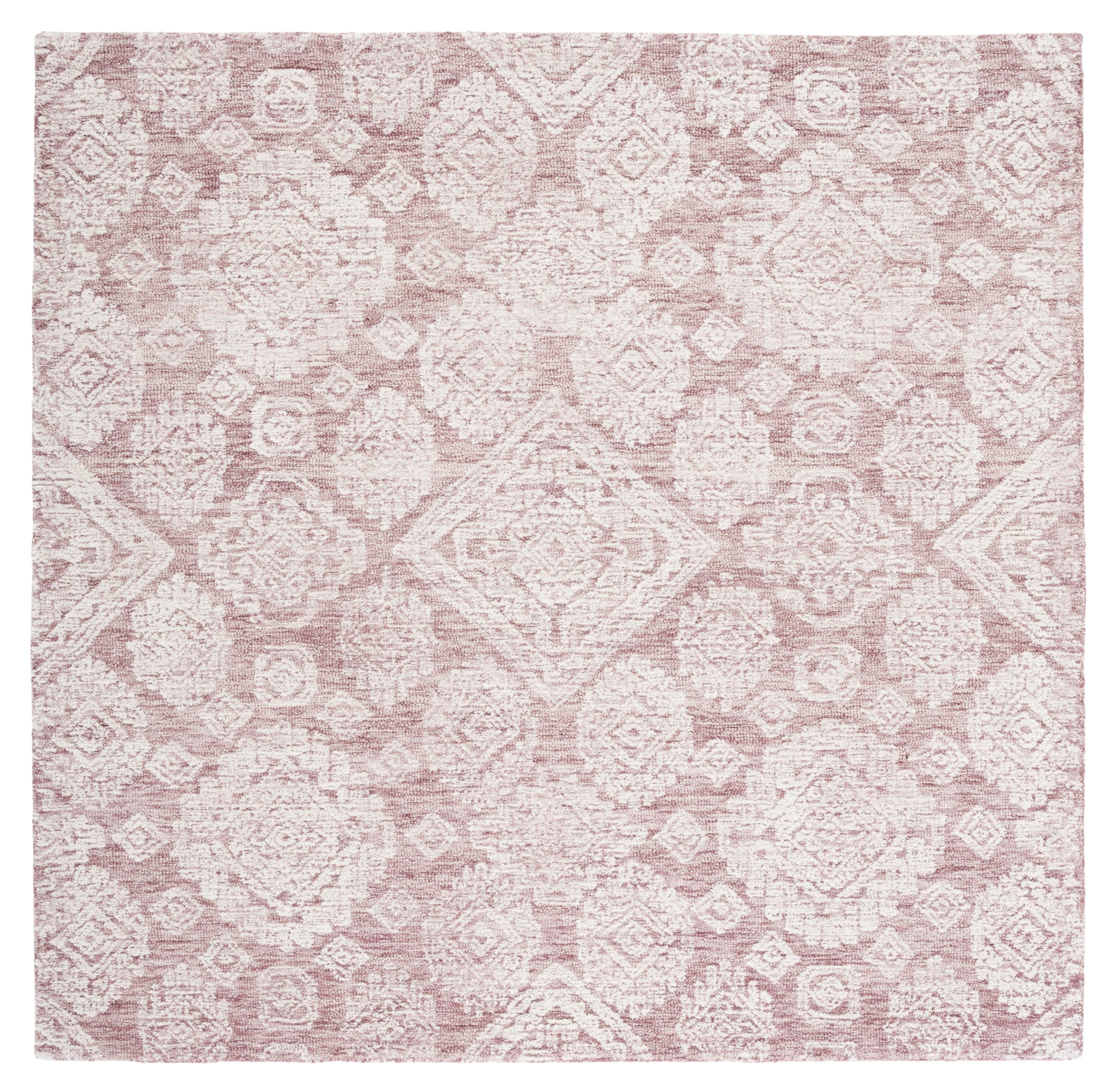 Metro MET987 Hand Tufted Indoor Area Rug - Dark Pink/Ivory - 6'x6' - Safavieh