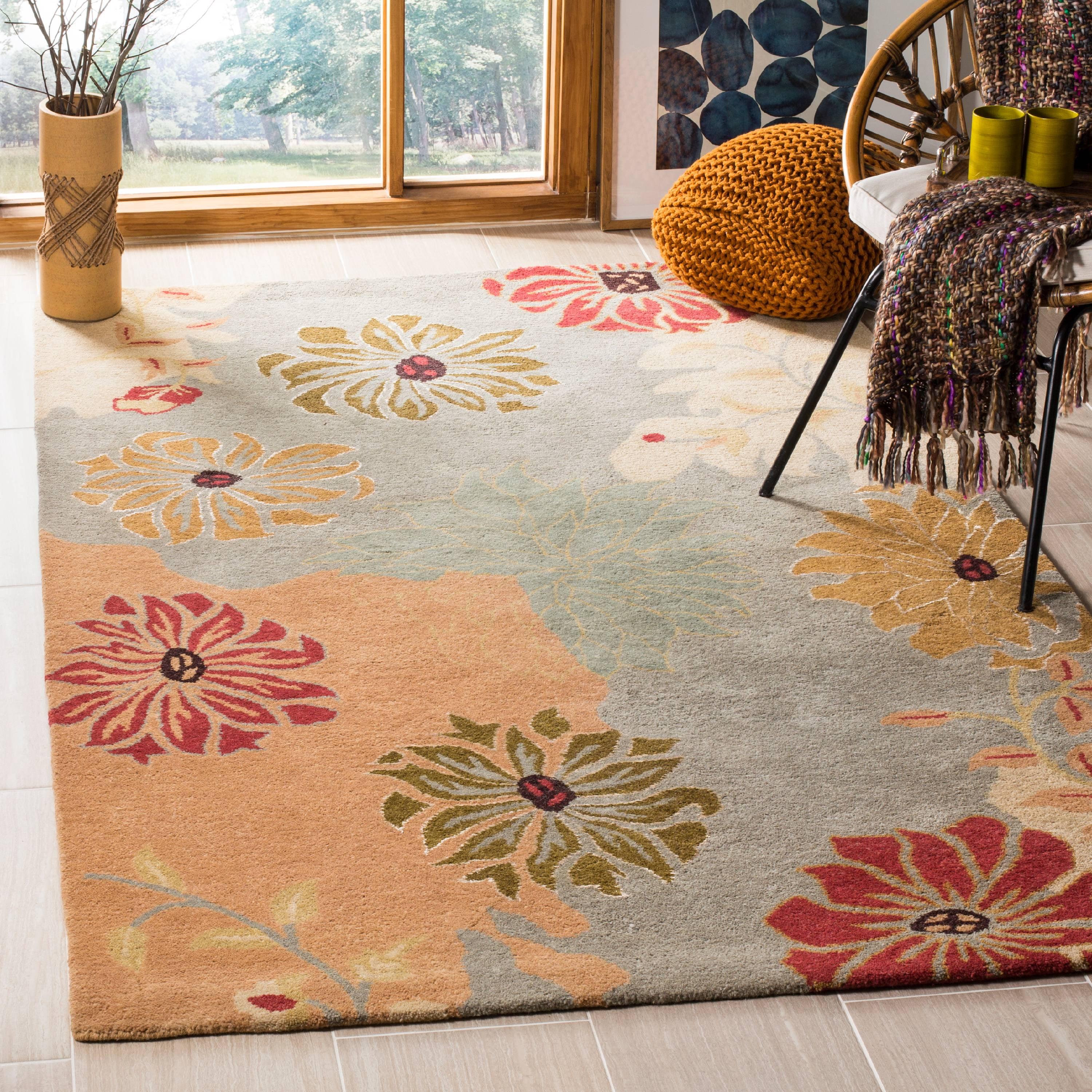 Handmade Floral Elegance Round Wool Rug, Multicolor, 3' x 5'