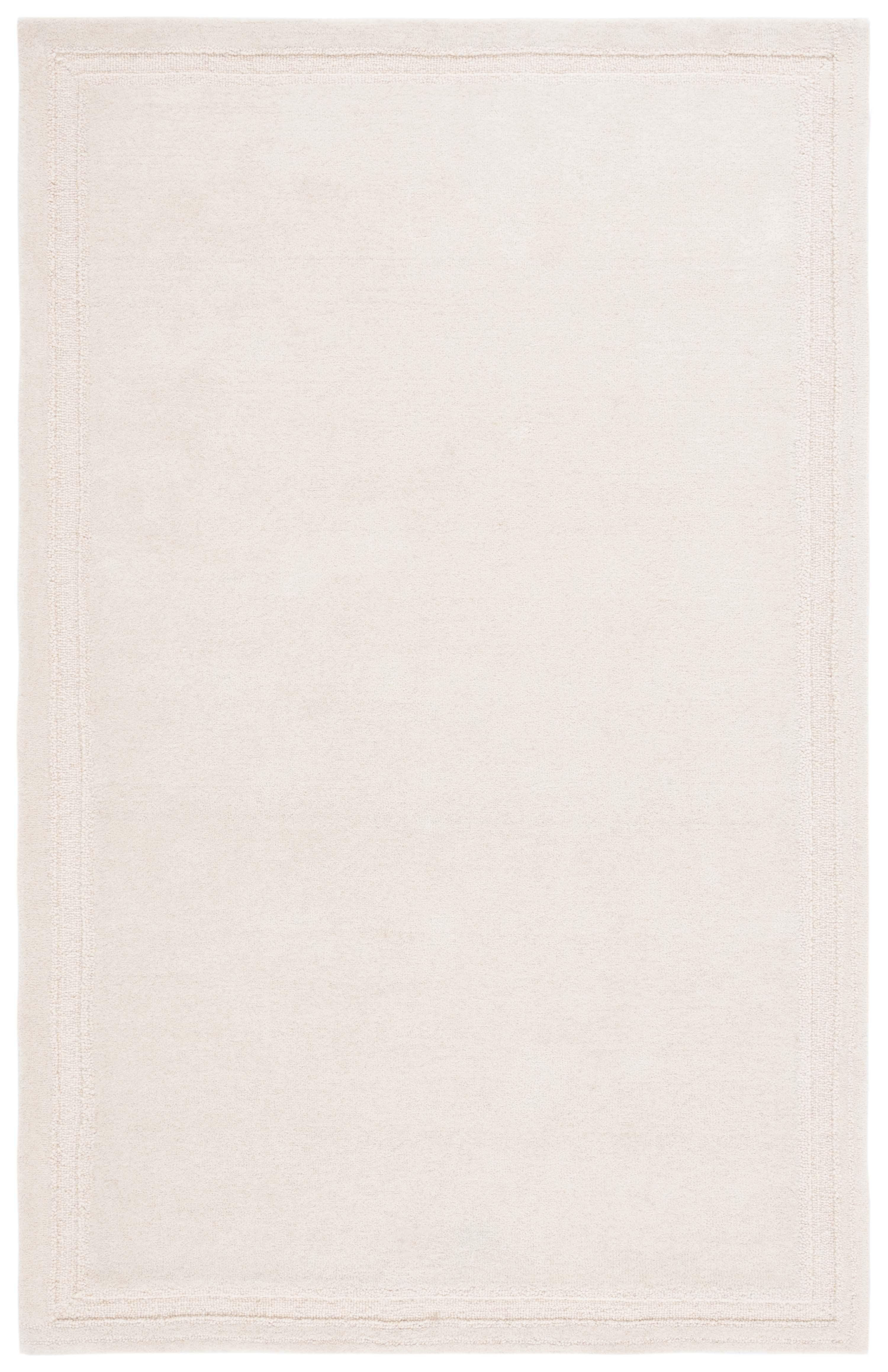 Ivory Tufted Handmade Wool Rectangular Area Rug, 3' x 5'