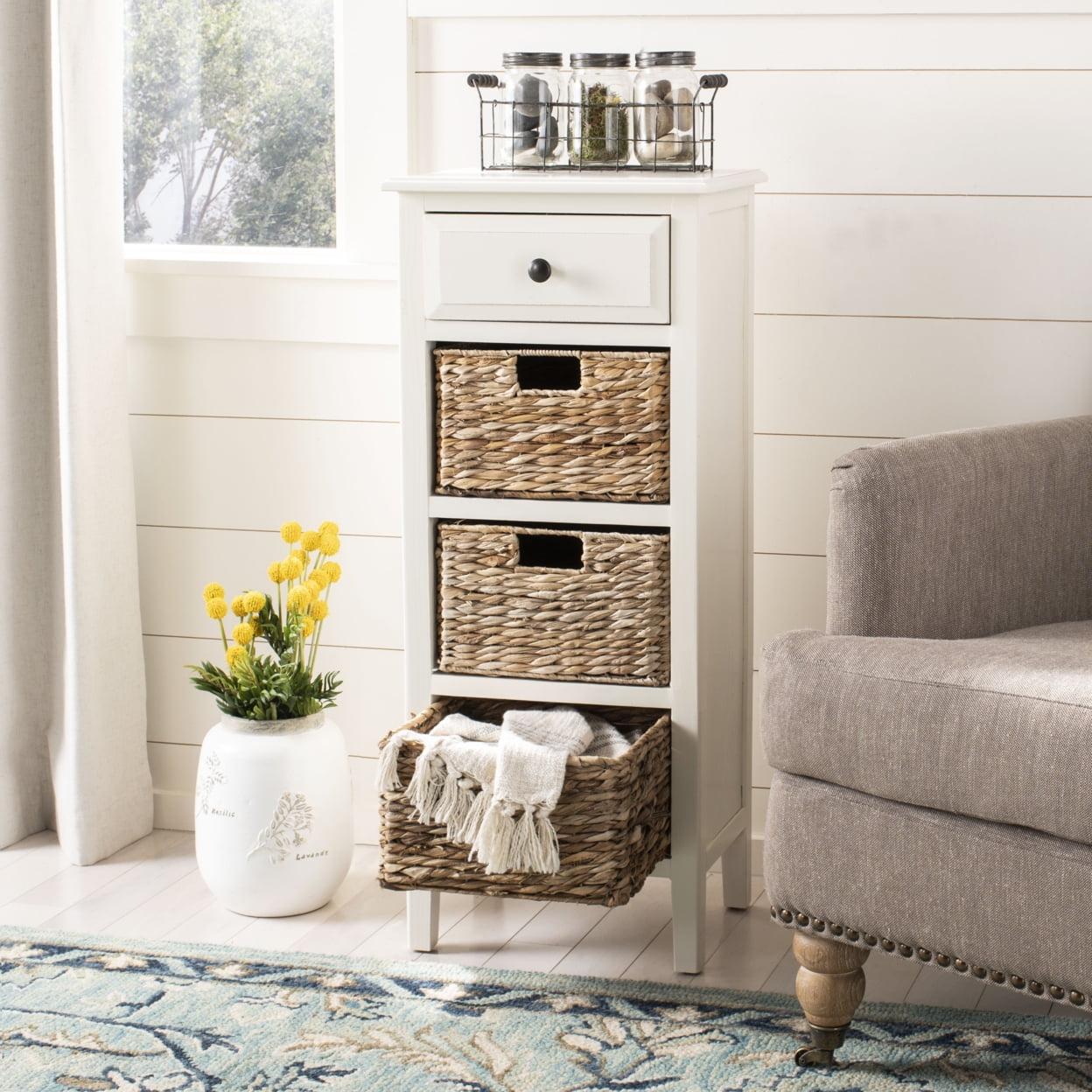 Countryside Charm White Pine 4-Drawer Rectangular Storage Table